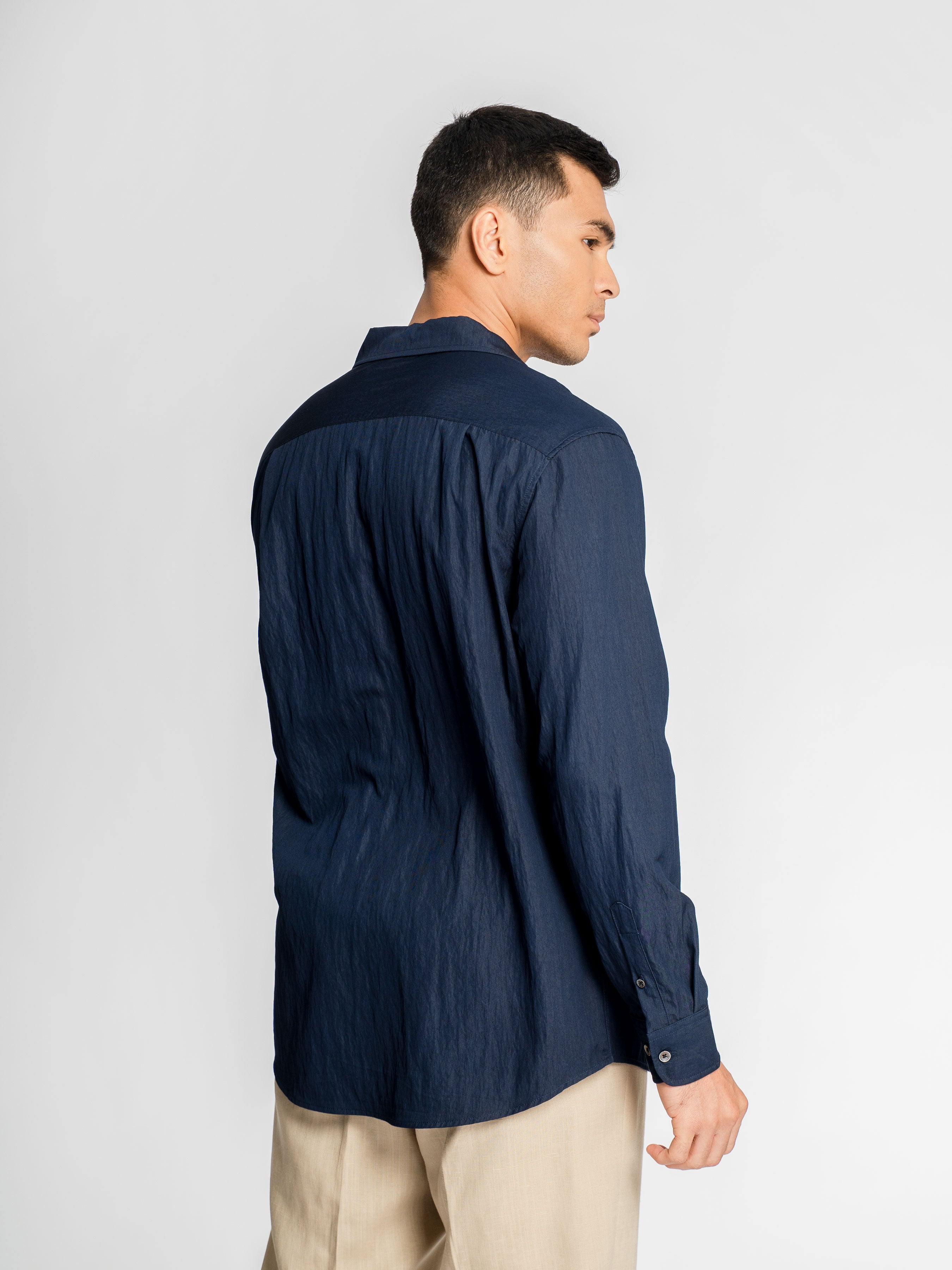 SandroShirtDeepNavy_CampCollar_Back - Zeve