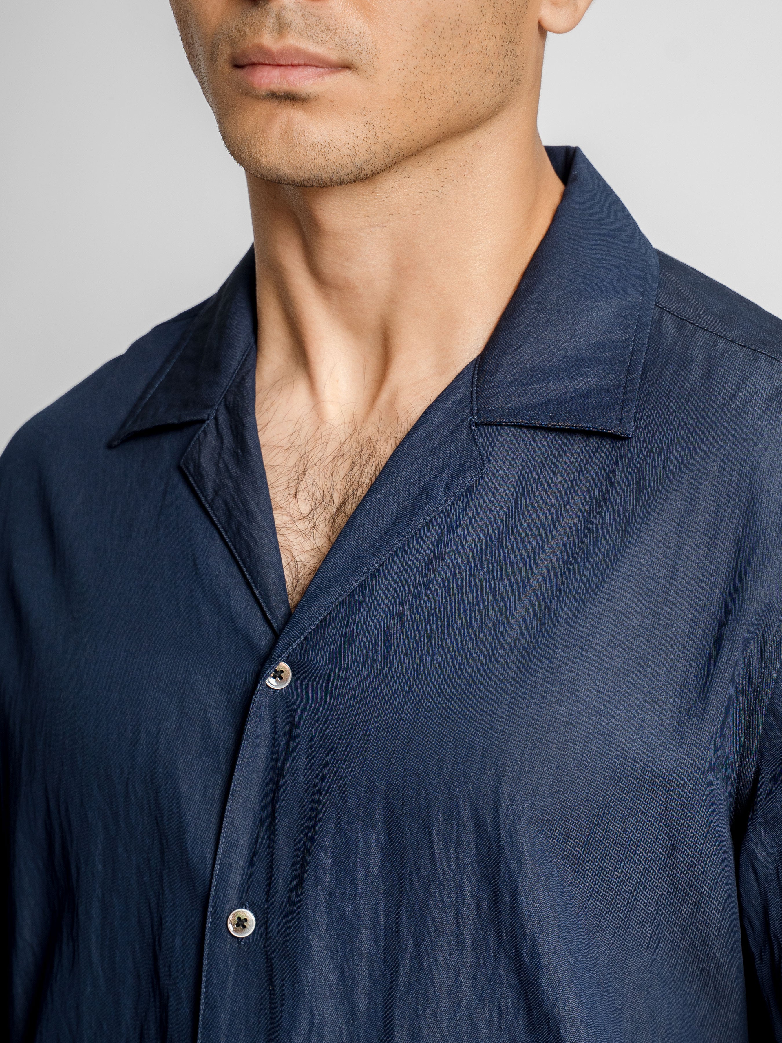 Sandro Shirt – Deep Navy (Camp Collar)
