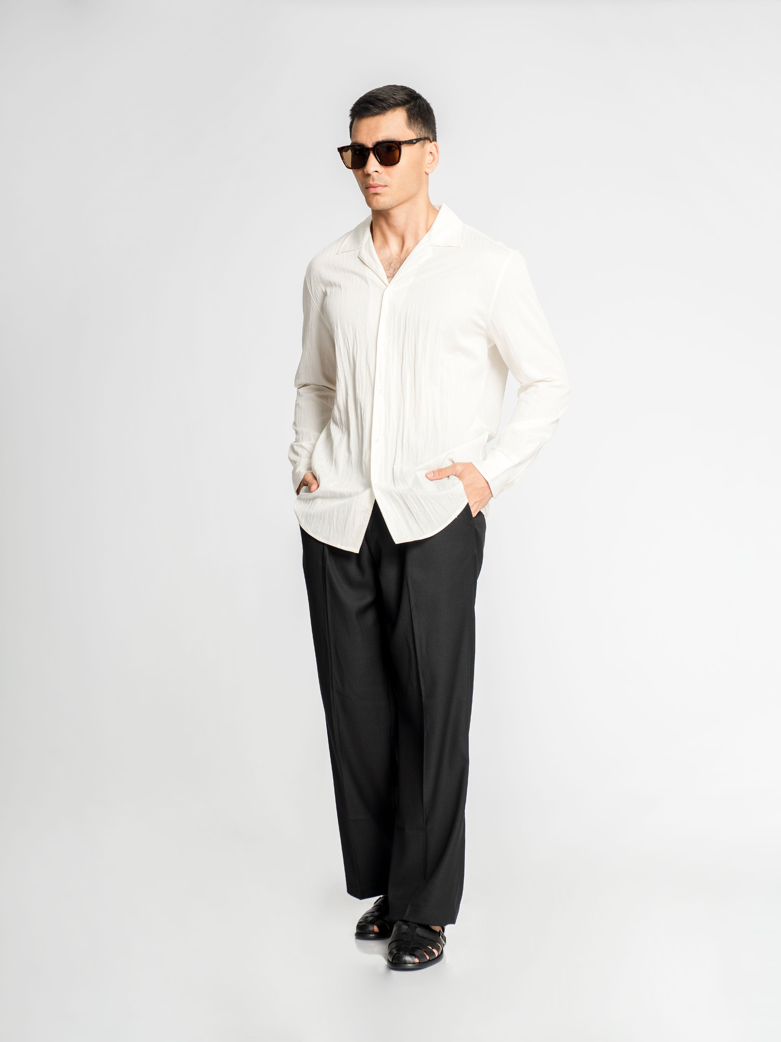 Sandro Shirt – Off White (Camp Collar)