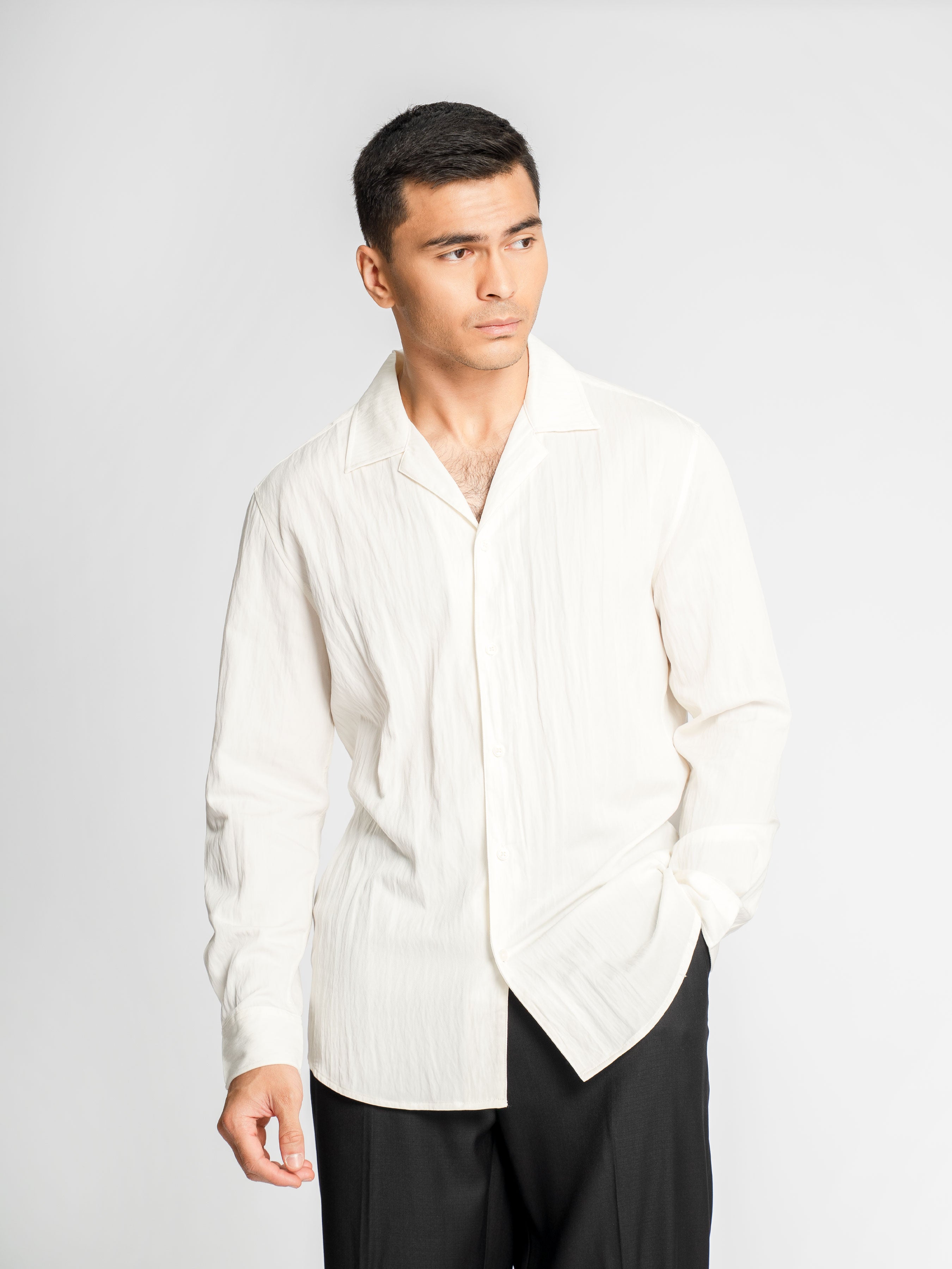 Sandro Shirt – Off White (Camp Collar)