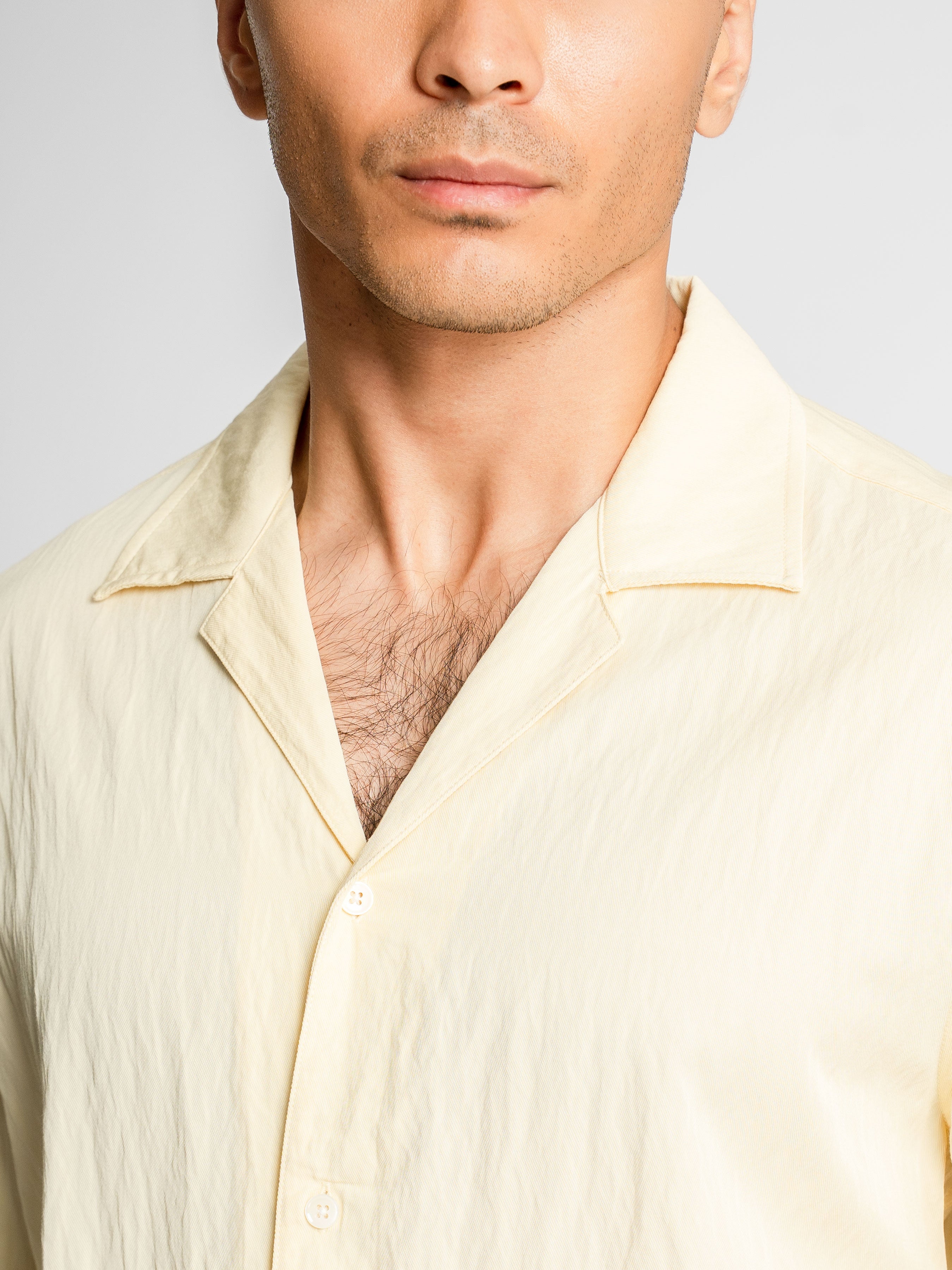 SandroShirtPastelYellow_CampCollar_Collar - Zeve