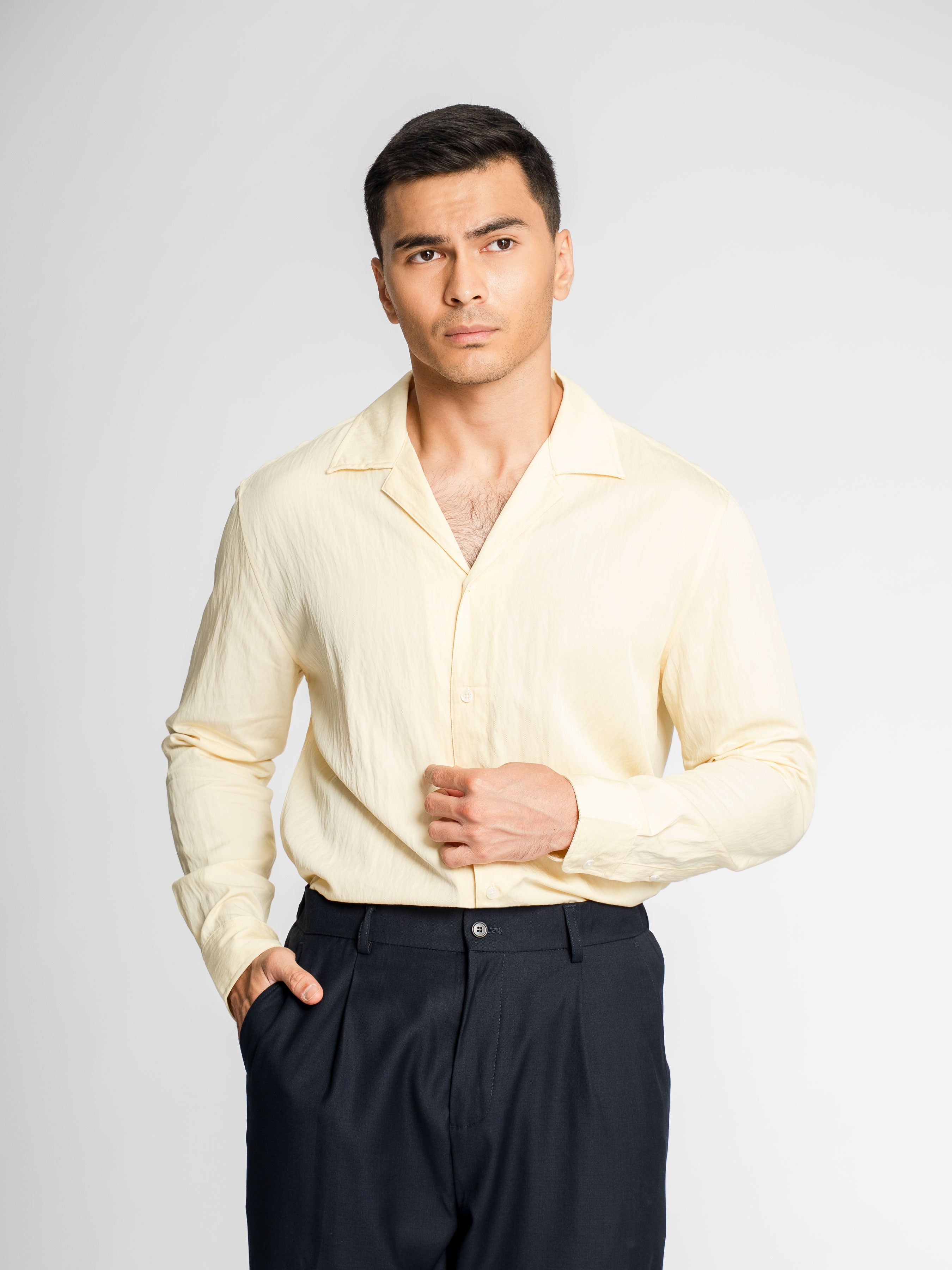 Sandro Shirt – Pastel Yellow (Camp Collar)