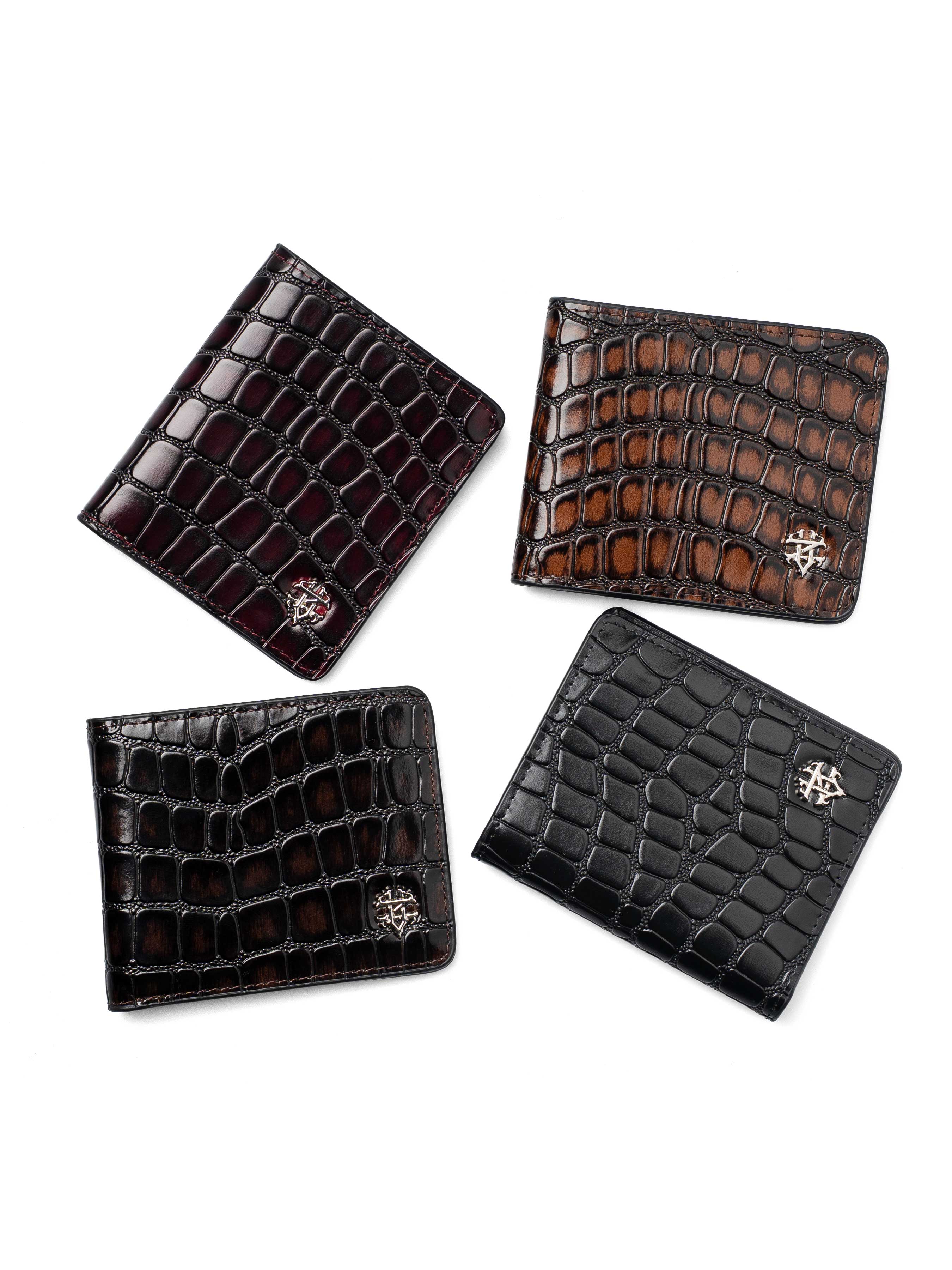 ScalatoBifoldWalletWineRedCrocoLeatherInsideGroup - Zeve
