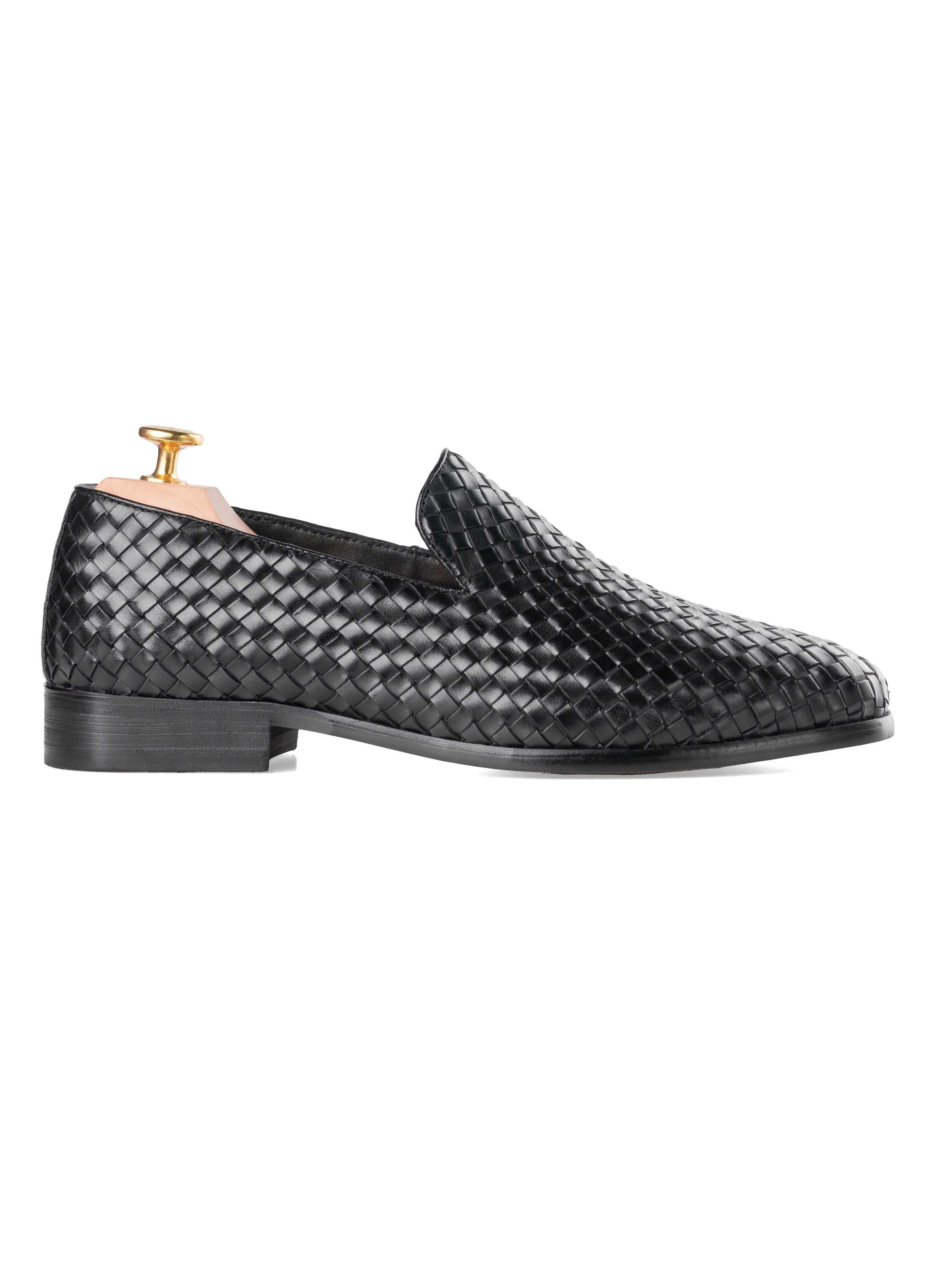 Side-Loafer-Slipper-Black-Weave - Zeve