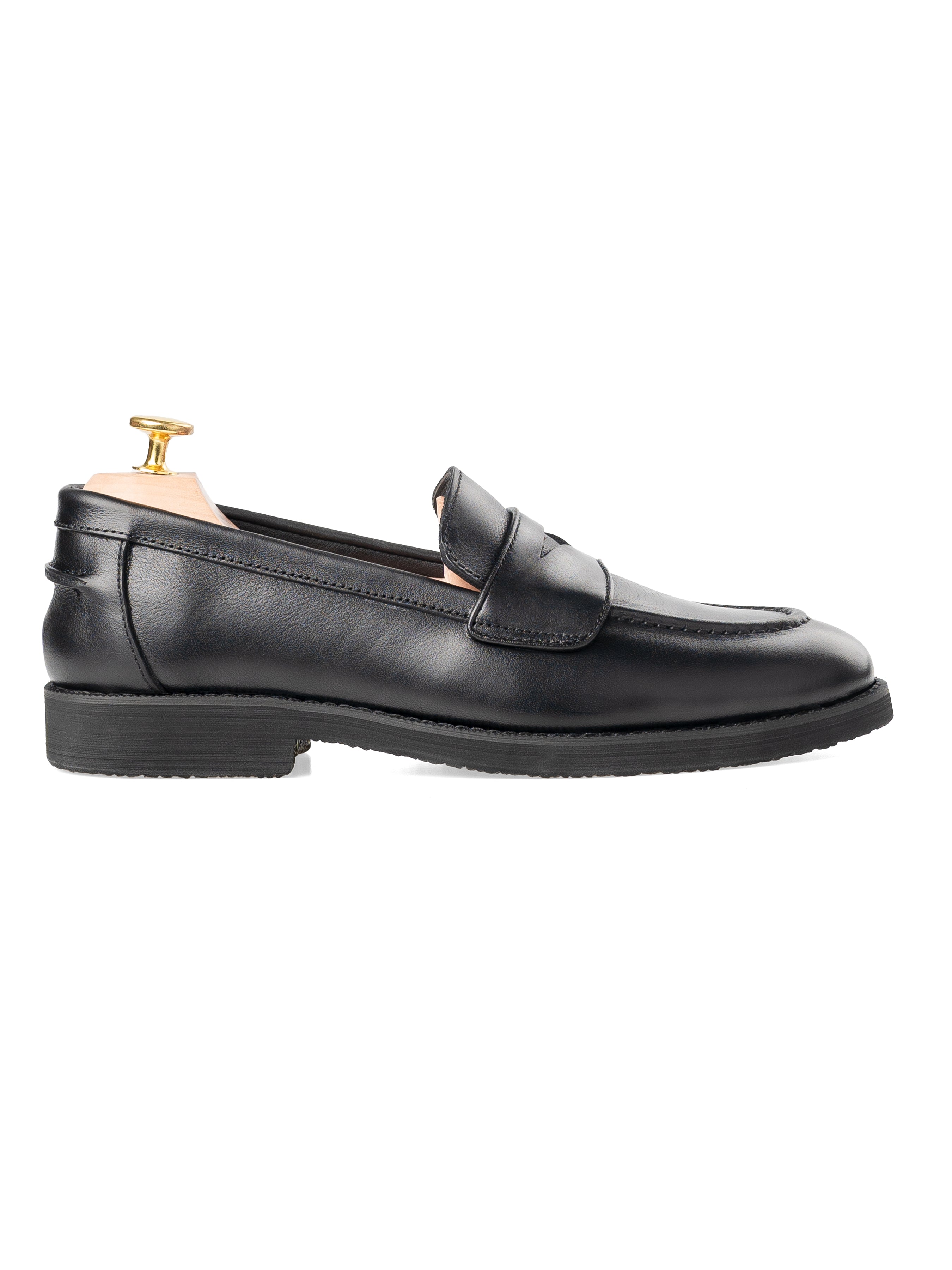 Side-Solid-Black-Wayne-Penny-Loafer-_Crepe-Sole - Zeve