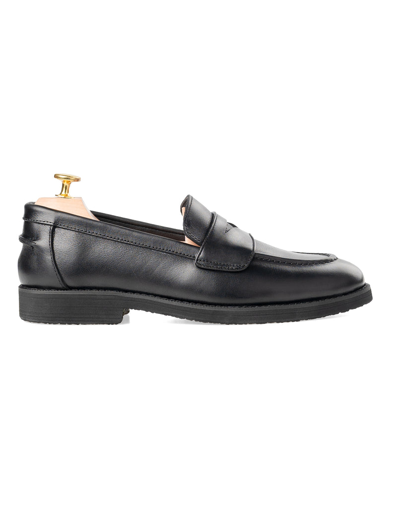 Side-Solid-Black-Wayne-Penny-Loafer-_Crepe-Sole - Zeve