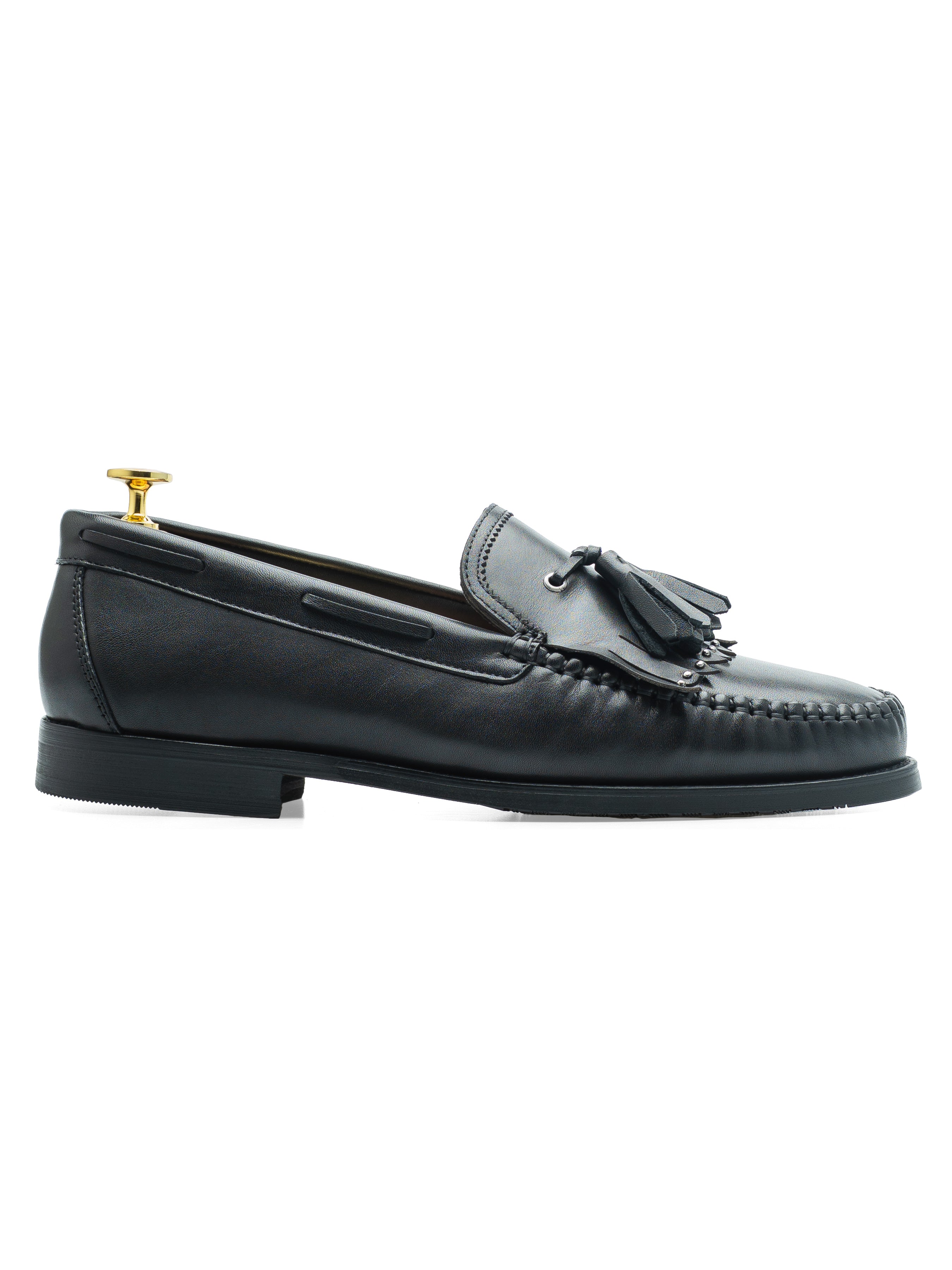 Alessio Studded Loafer - Solid Black Leather