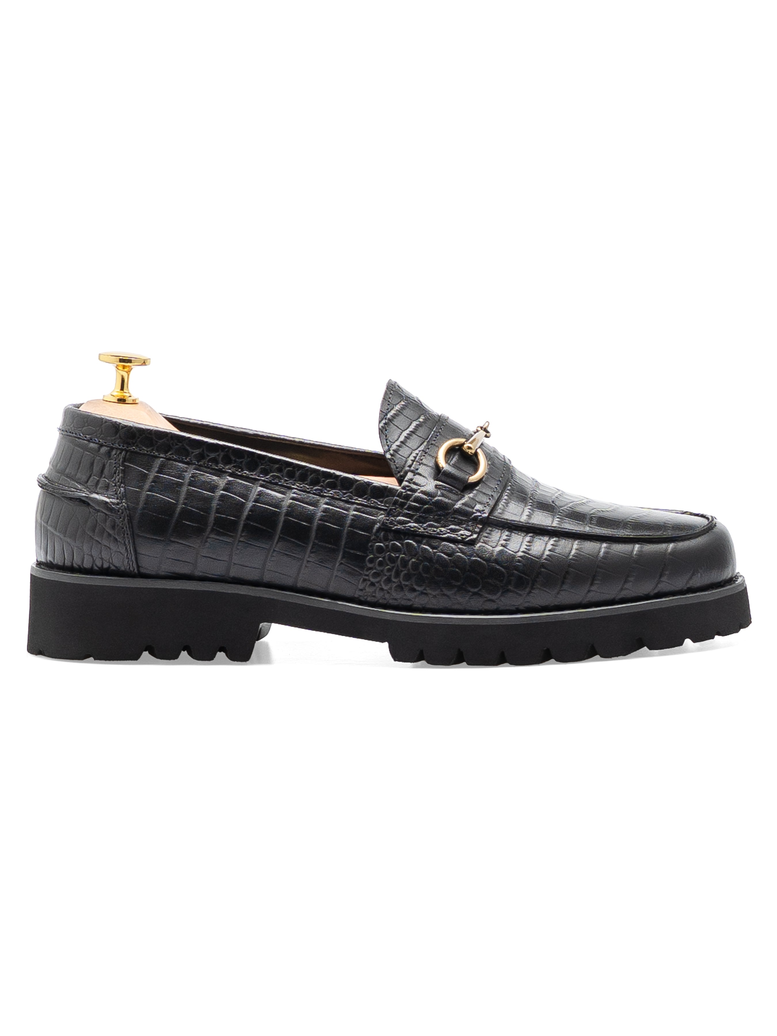 Maison Horsebit Loafer - Black Croco Leather (Eva Combat)