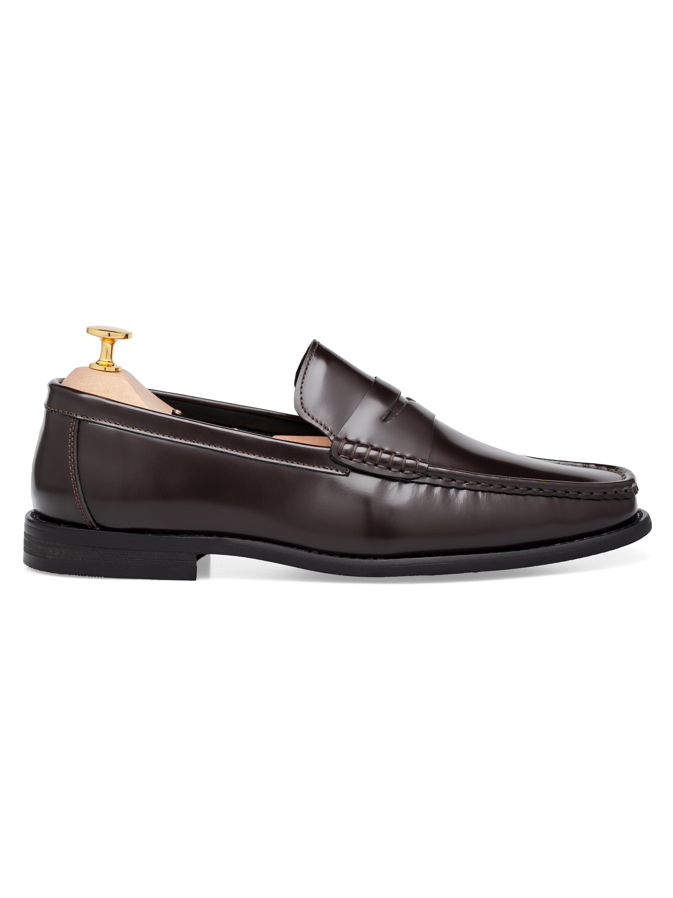 SideMarcoPennyLoaferCoffeeBrownPolishedLeather - Zeve