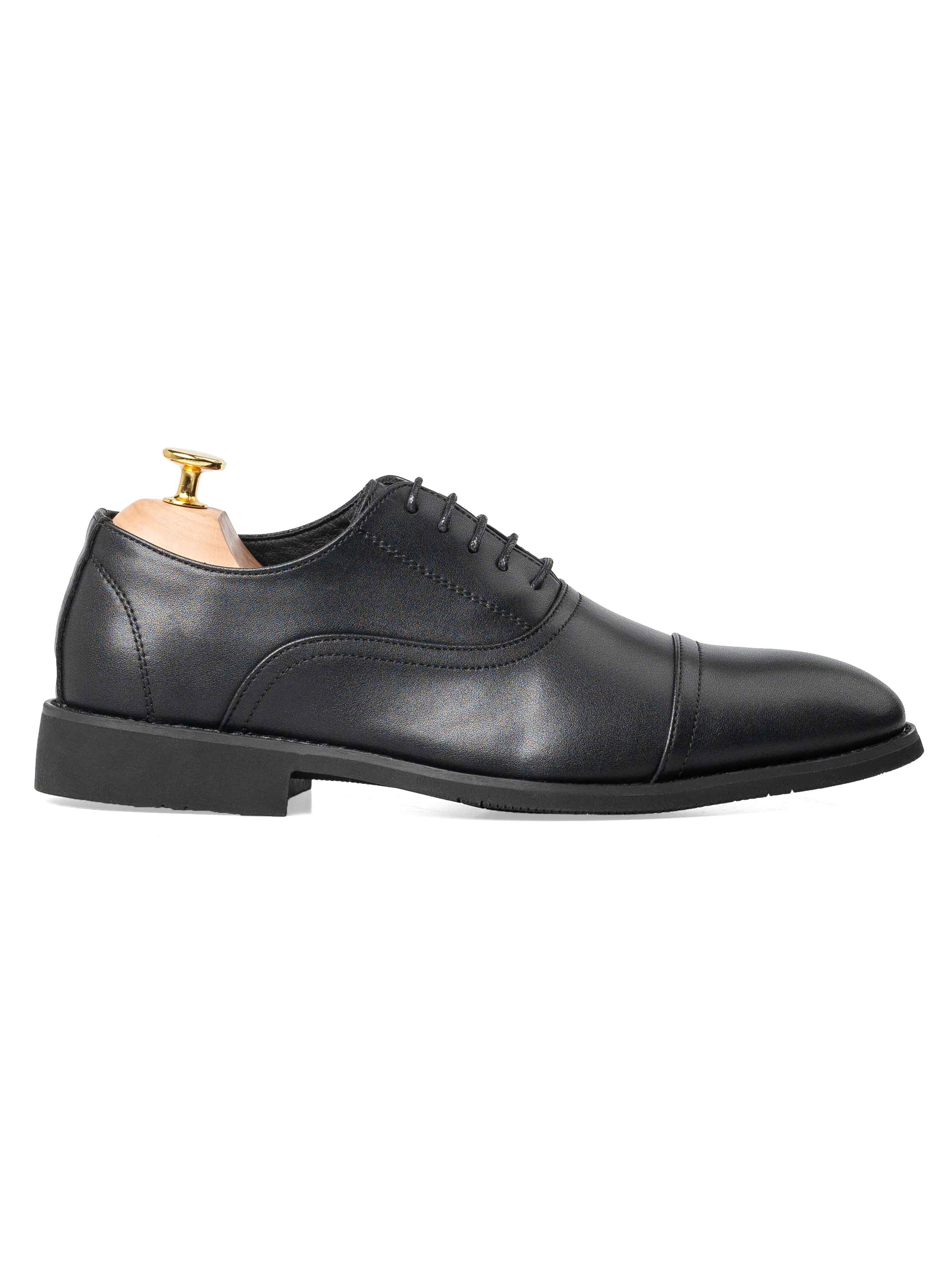 SideOxfordCapToeBlackLaceUp_FlexiSole - Zeve