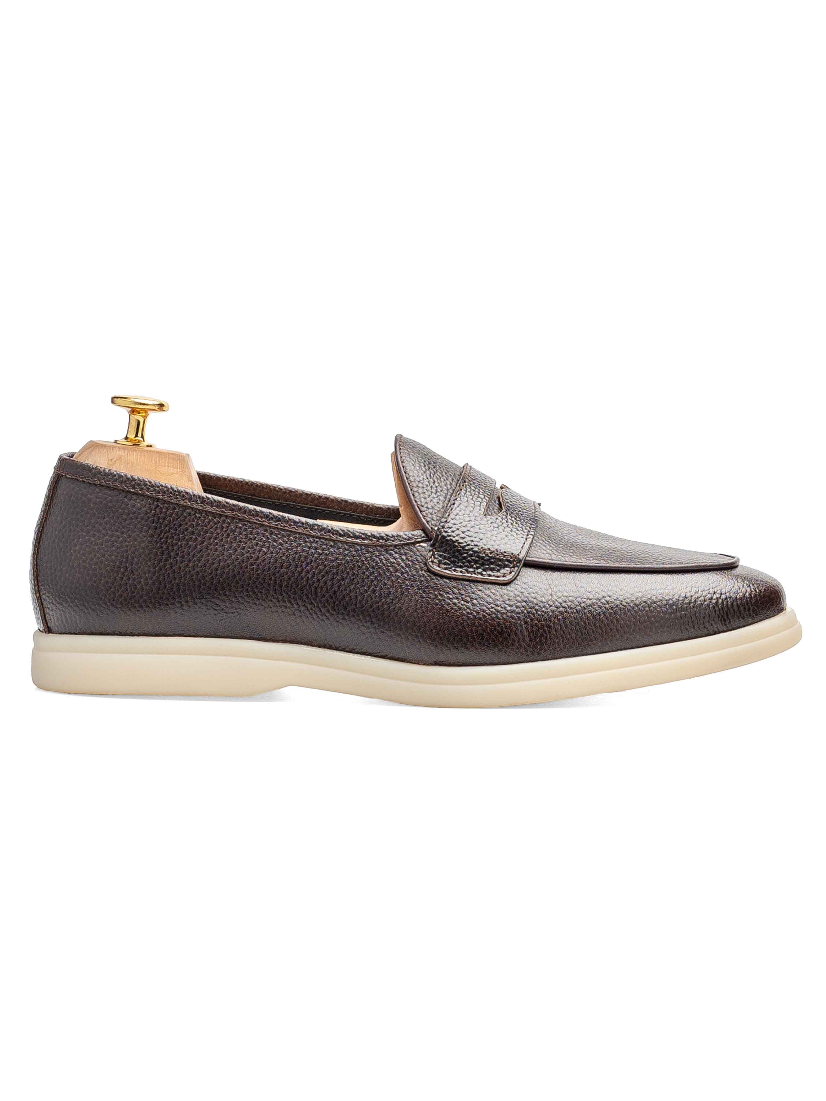 Pietro Belgian Loafer - Coffee Pebble Grain Leather (Soflex Sole)