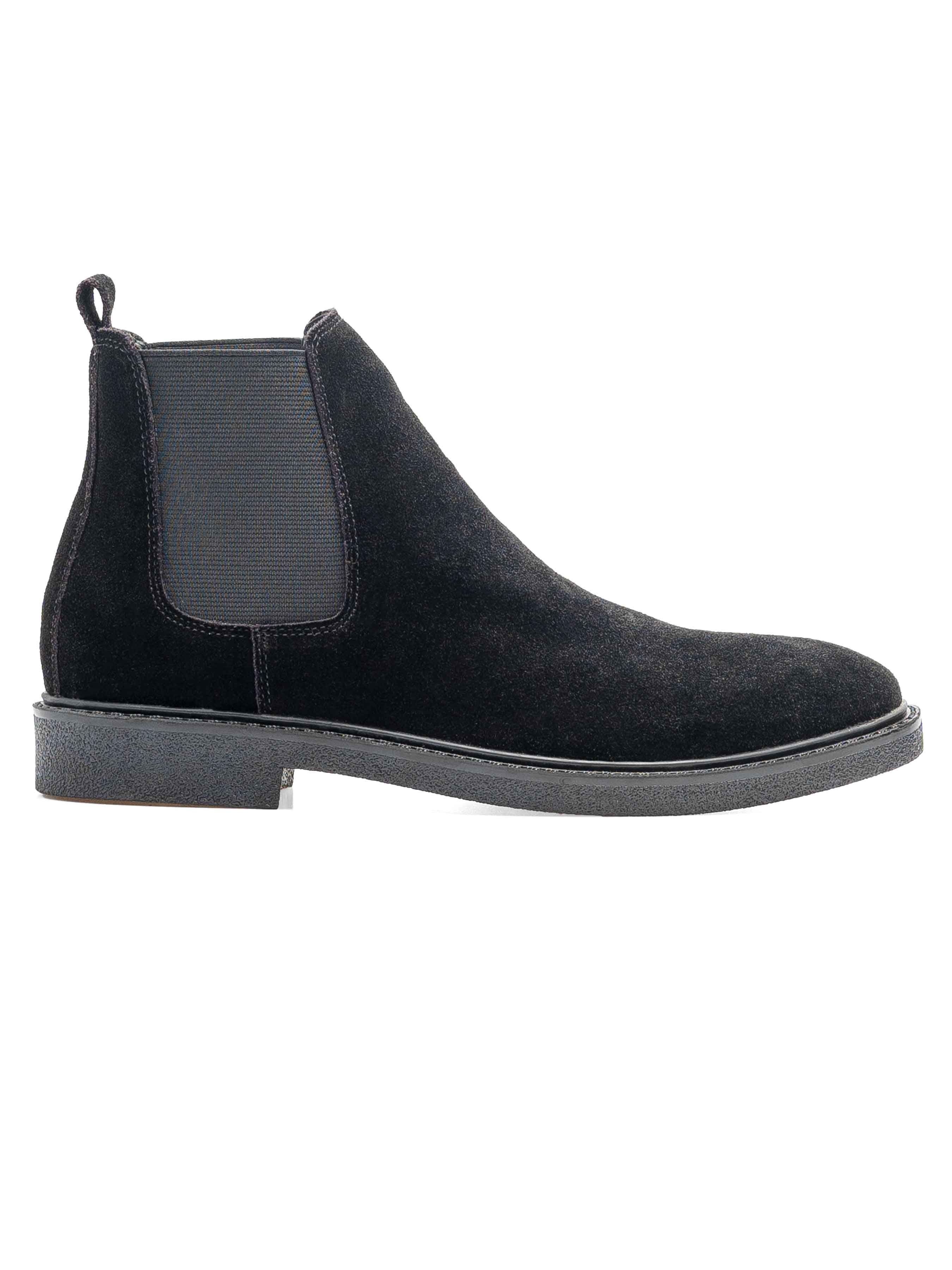 SideStefanoBootsBlackSuedeLeather_CrepeFlex - Zeve