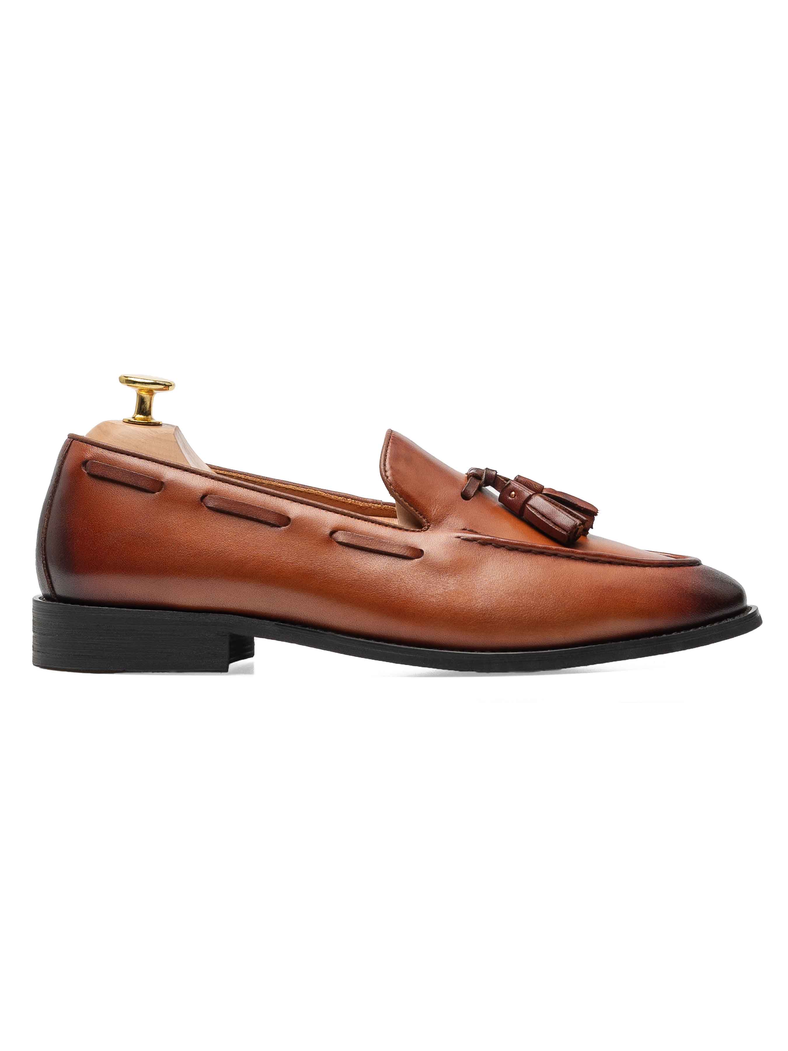 SideTasselLoaferCognacTan_HandPaintedPatina - Zeve