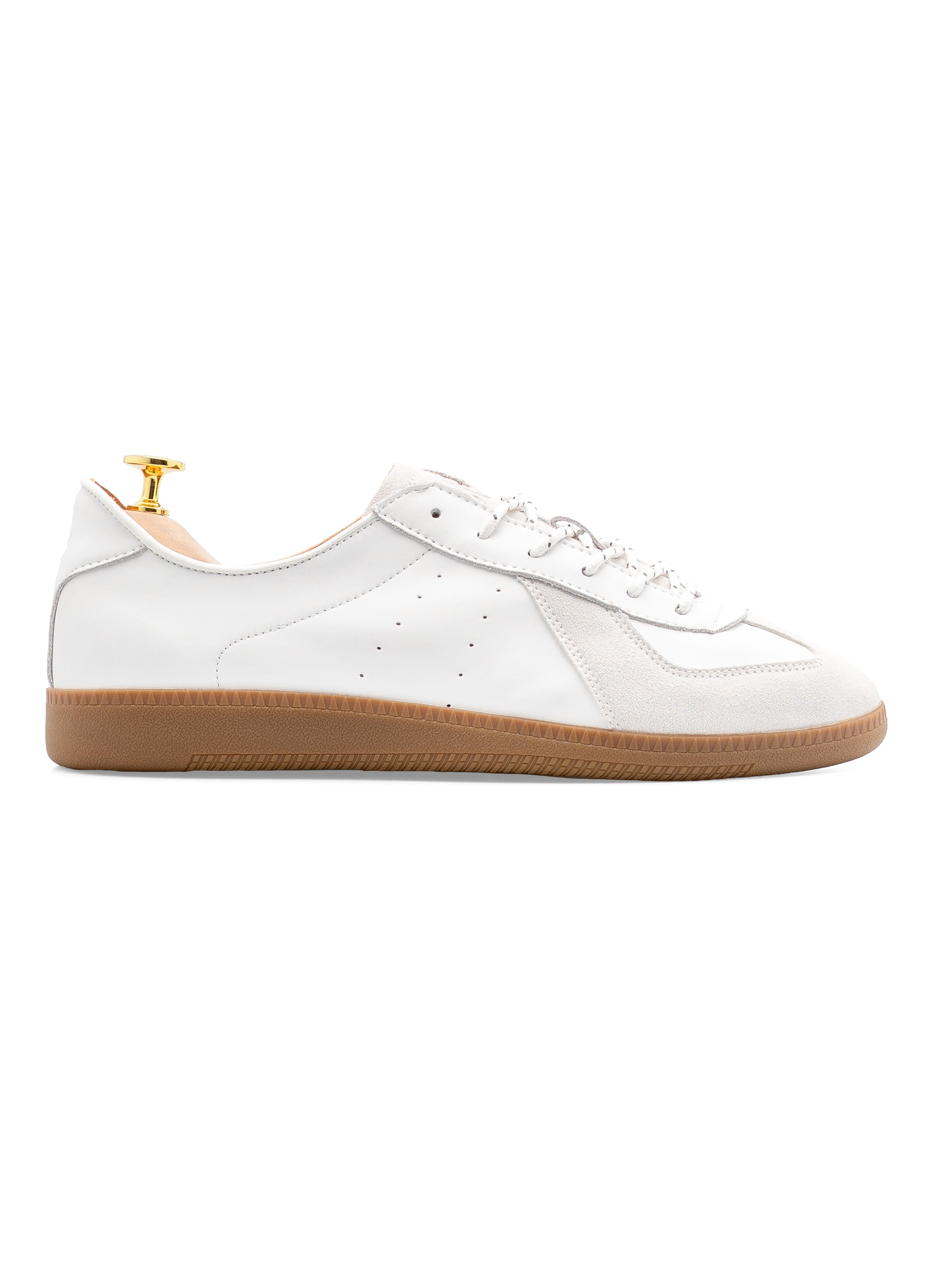 Zeve Trainer Sneaker - White Gray Suede