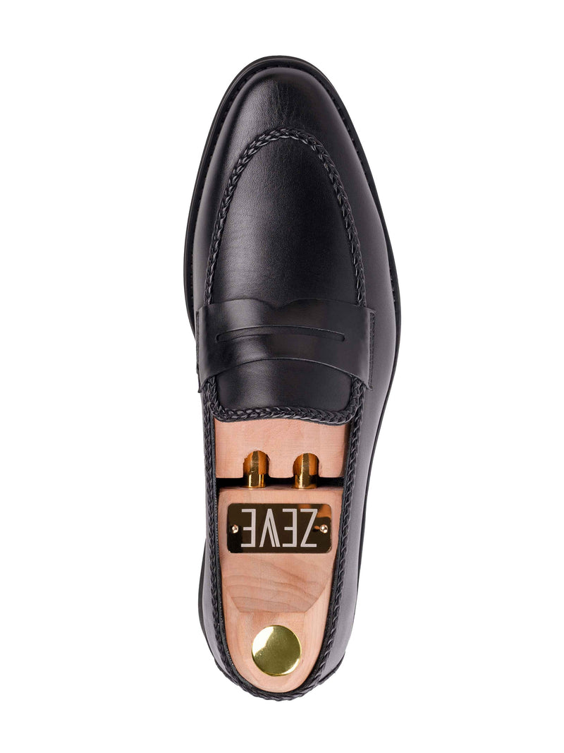 Single-Braided-Penny-Loafer-Solid-Black-_Crepe-Sole - Zeve