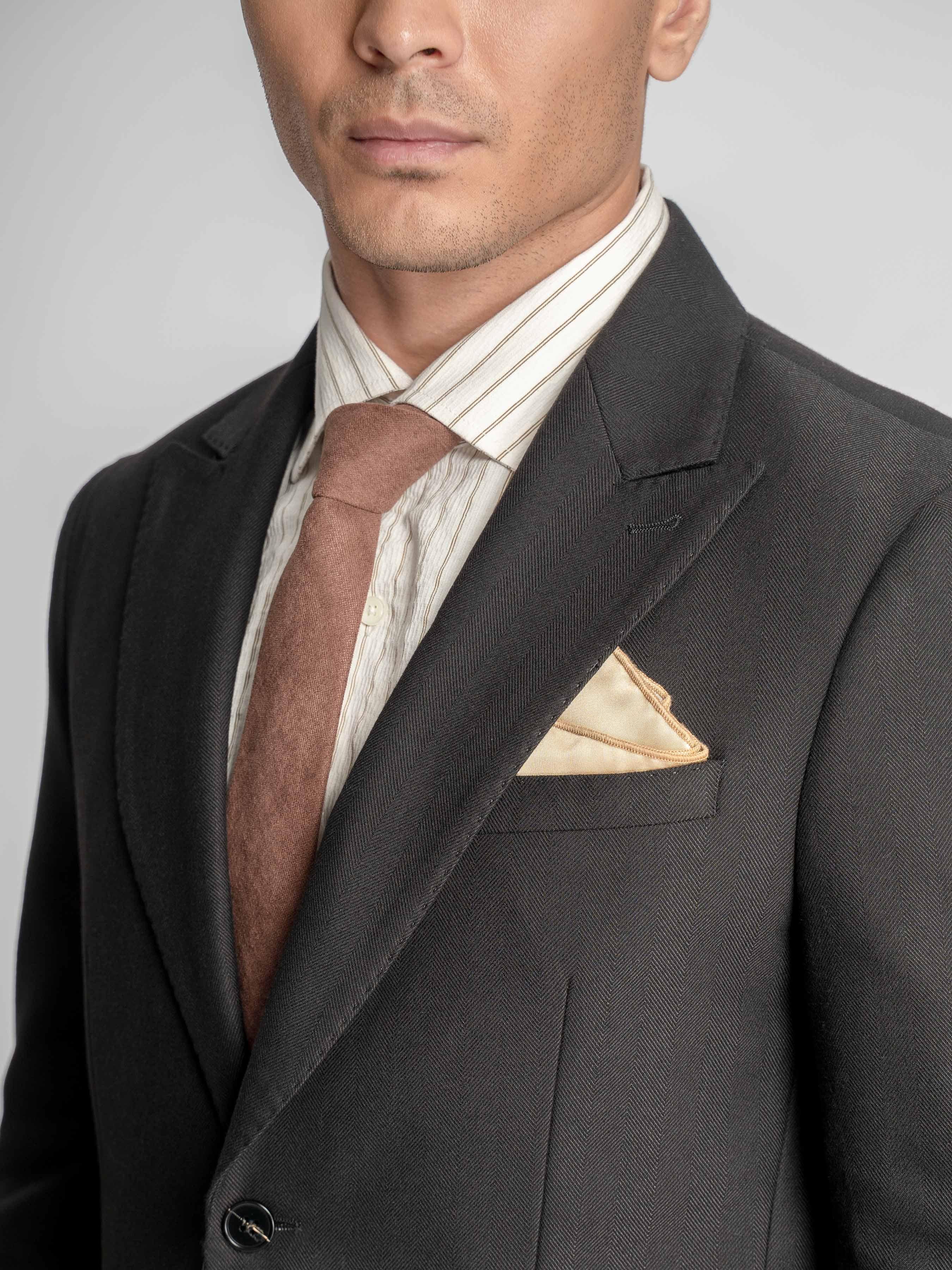 Single Breasted Suit Blazer - Black Shadow Stripe (Peak Lapel)