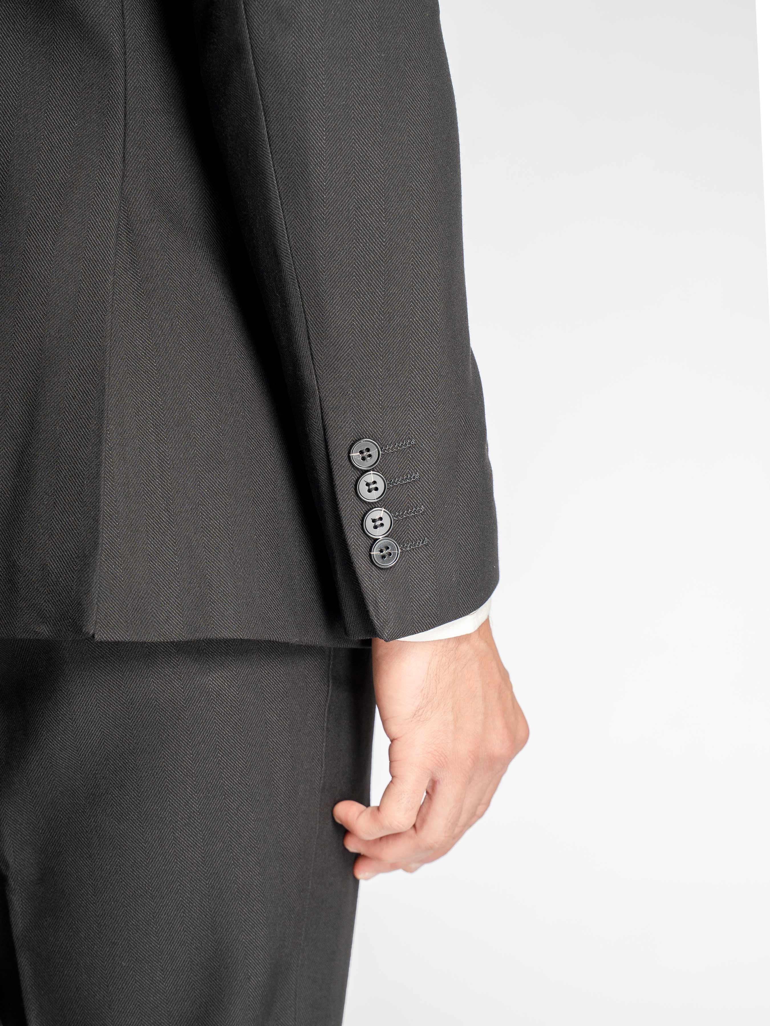 Single Breasted Suit Blazer - Black Shadow Stripe (Peak Lapel)