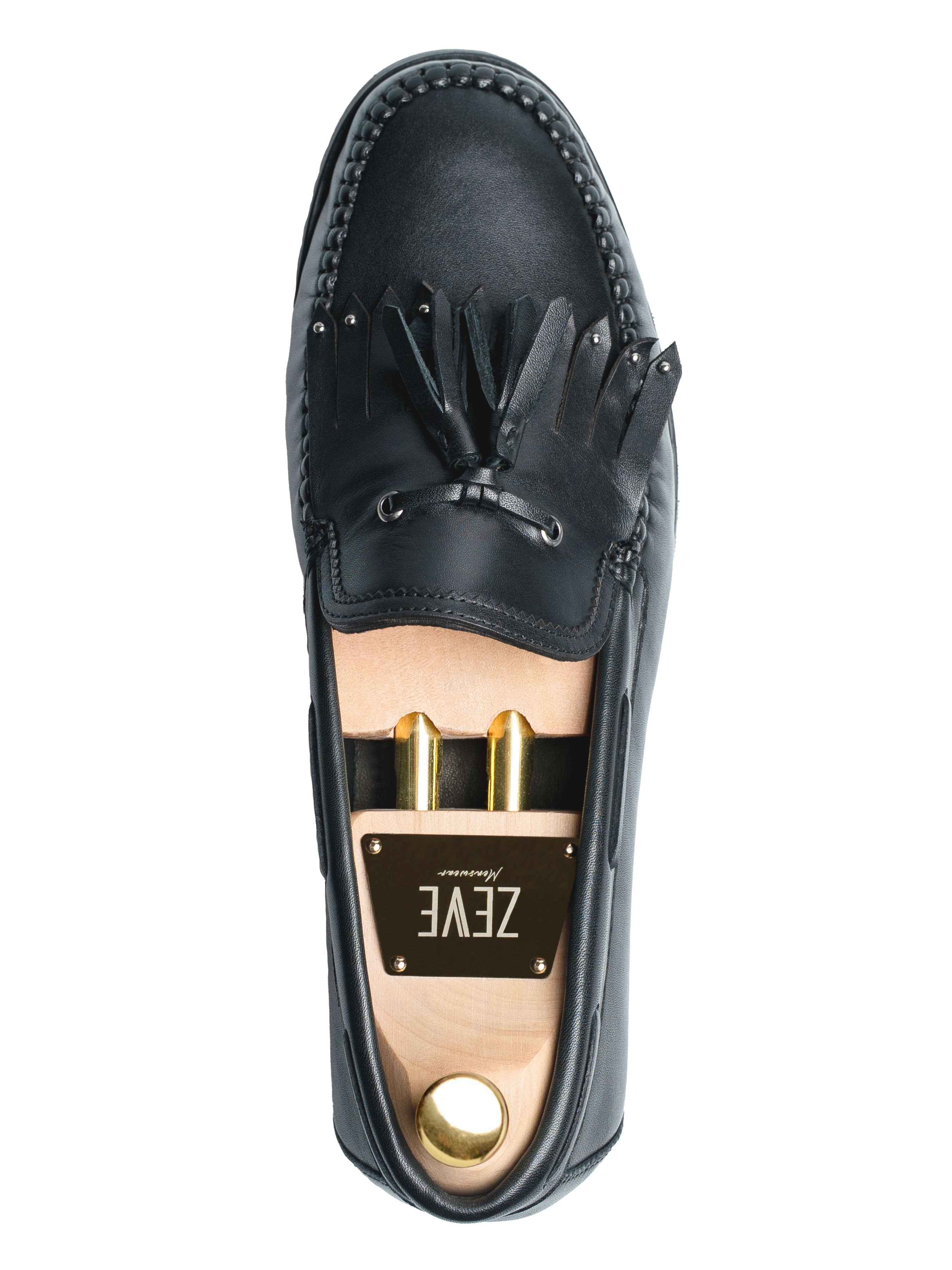 Alessio Studded Loafer - Solid Black Leather