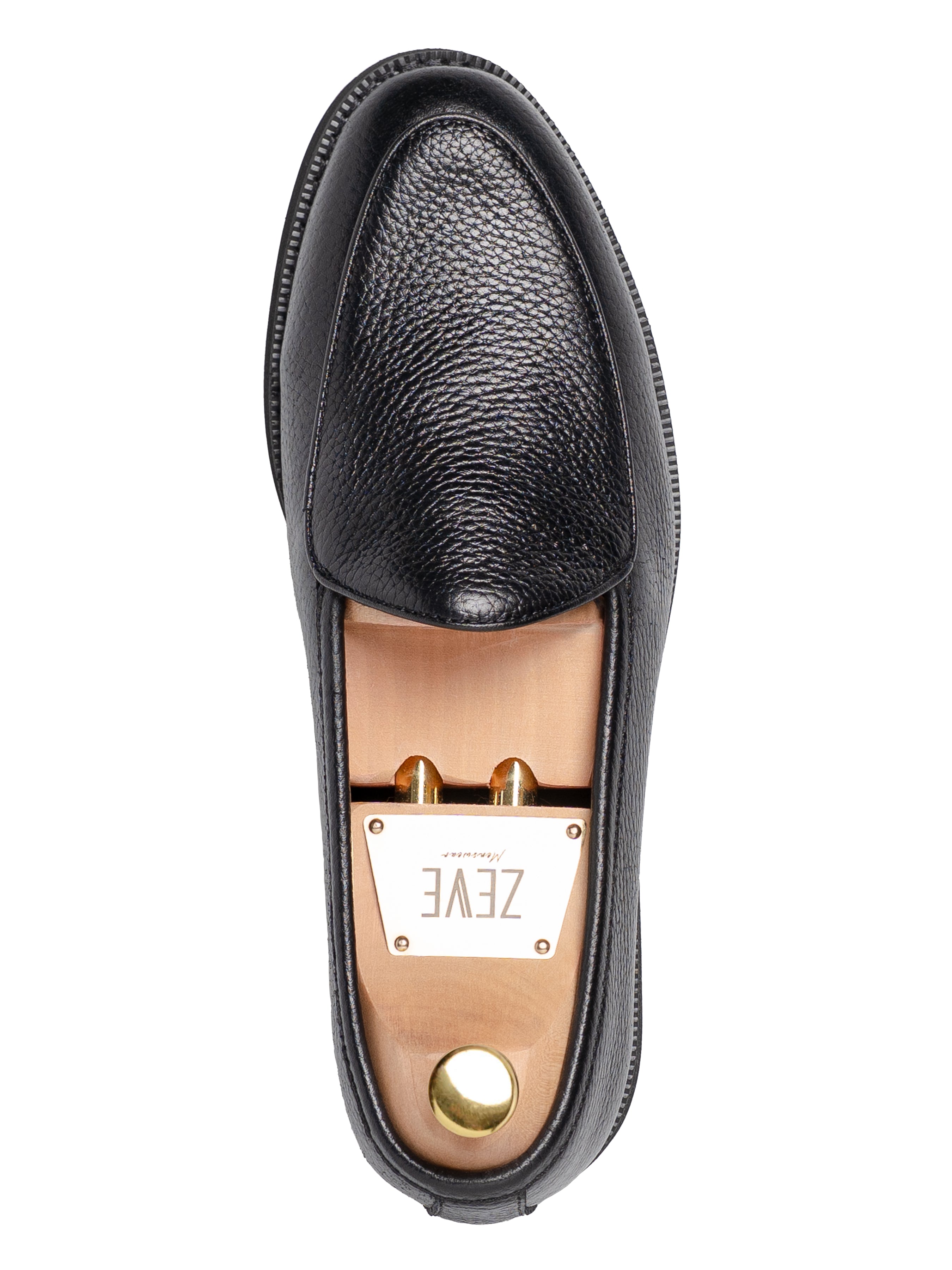Belgian Loafer - Black Pebble Grain Leather (Crepe Sole)