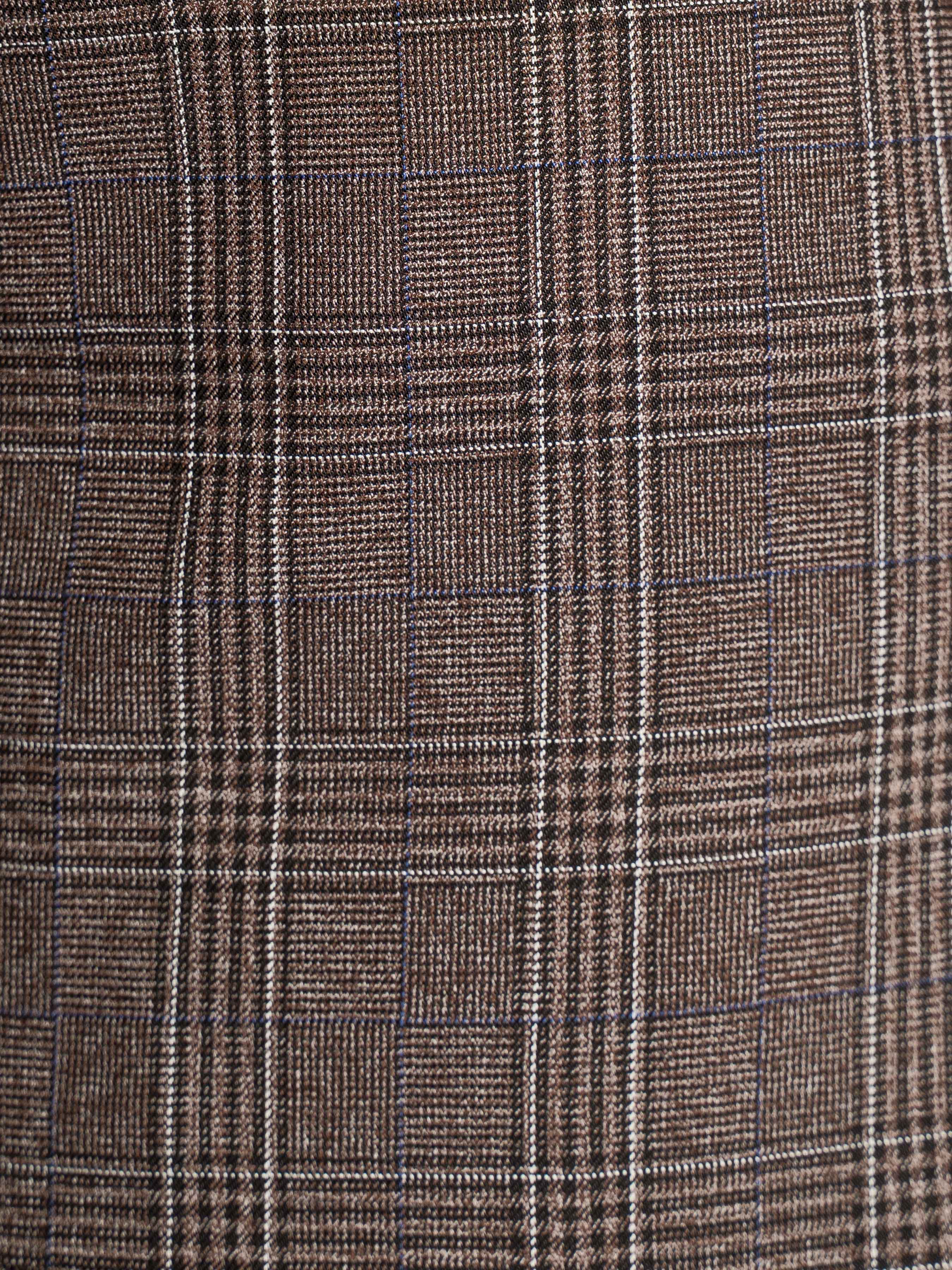 Single Breasted Suit Blazer – Cocoa Verona with White Line Checkered (Notch Lapel)