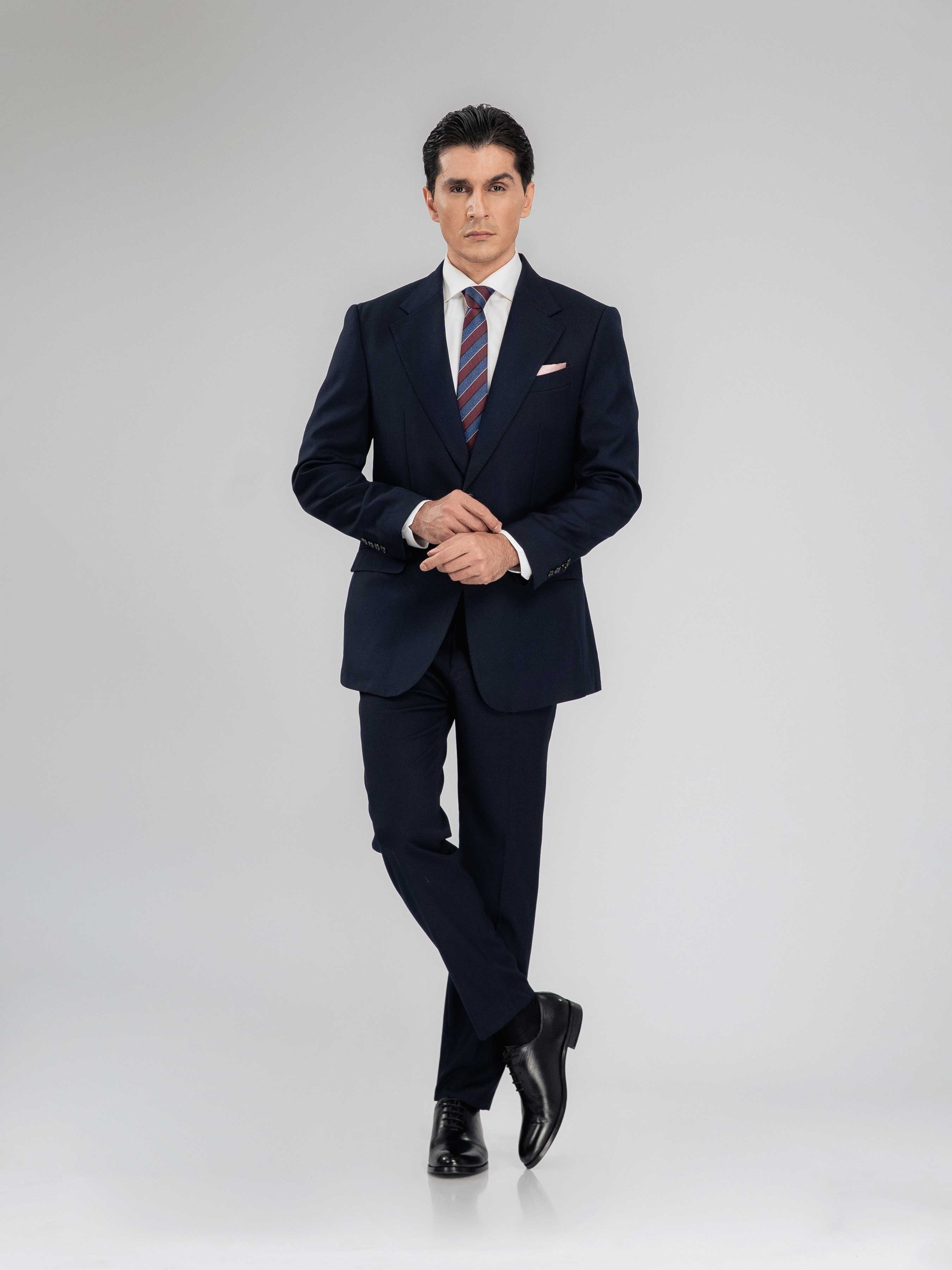 Single Breasted Suit Blazer - Deep Blue Plain (Notch Lapel)