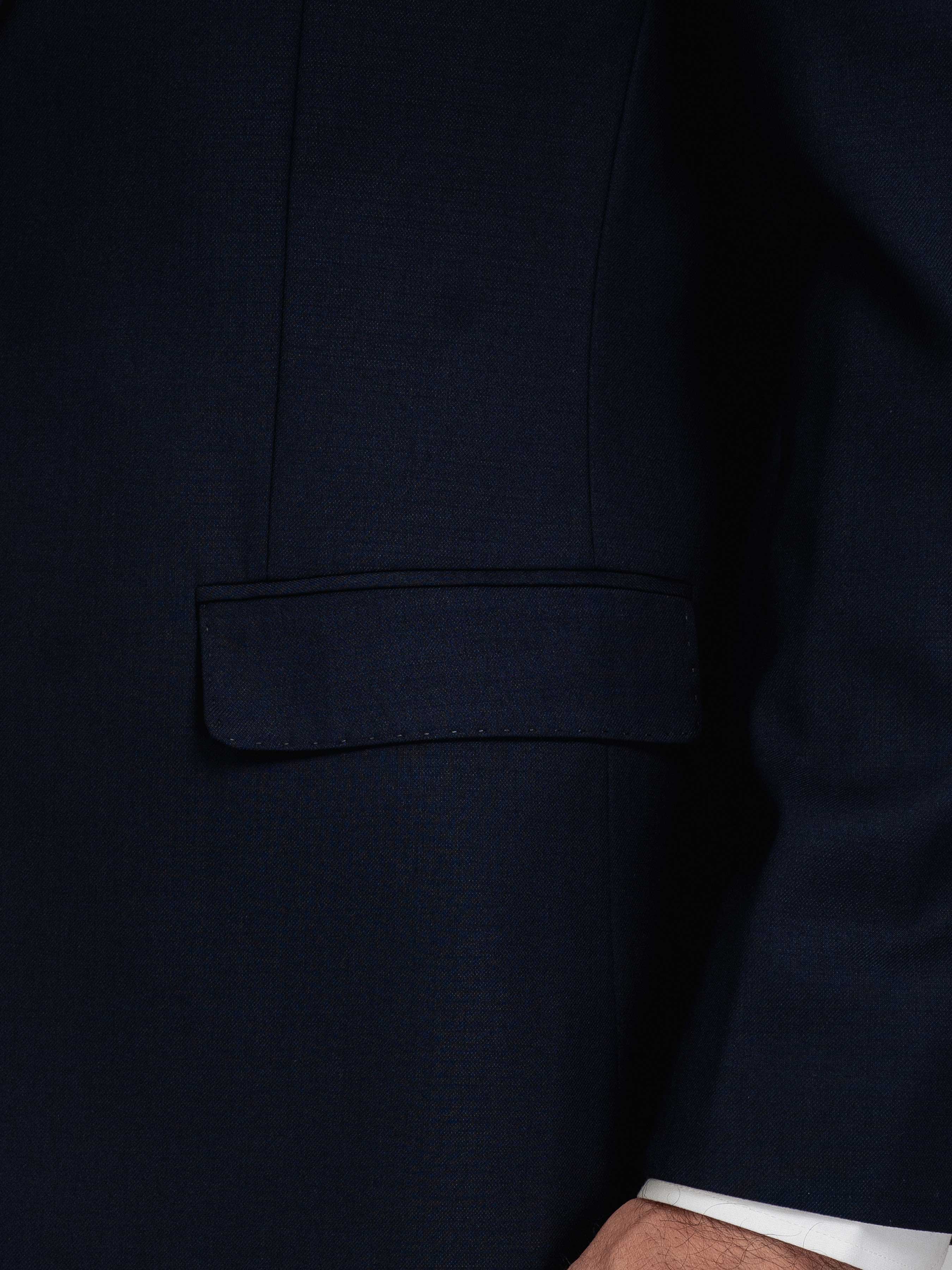 SingleBreastedSuitBlazerDeepBluePlainNotchLapelSidePocket - Zeve