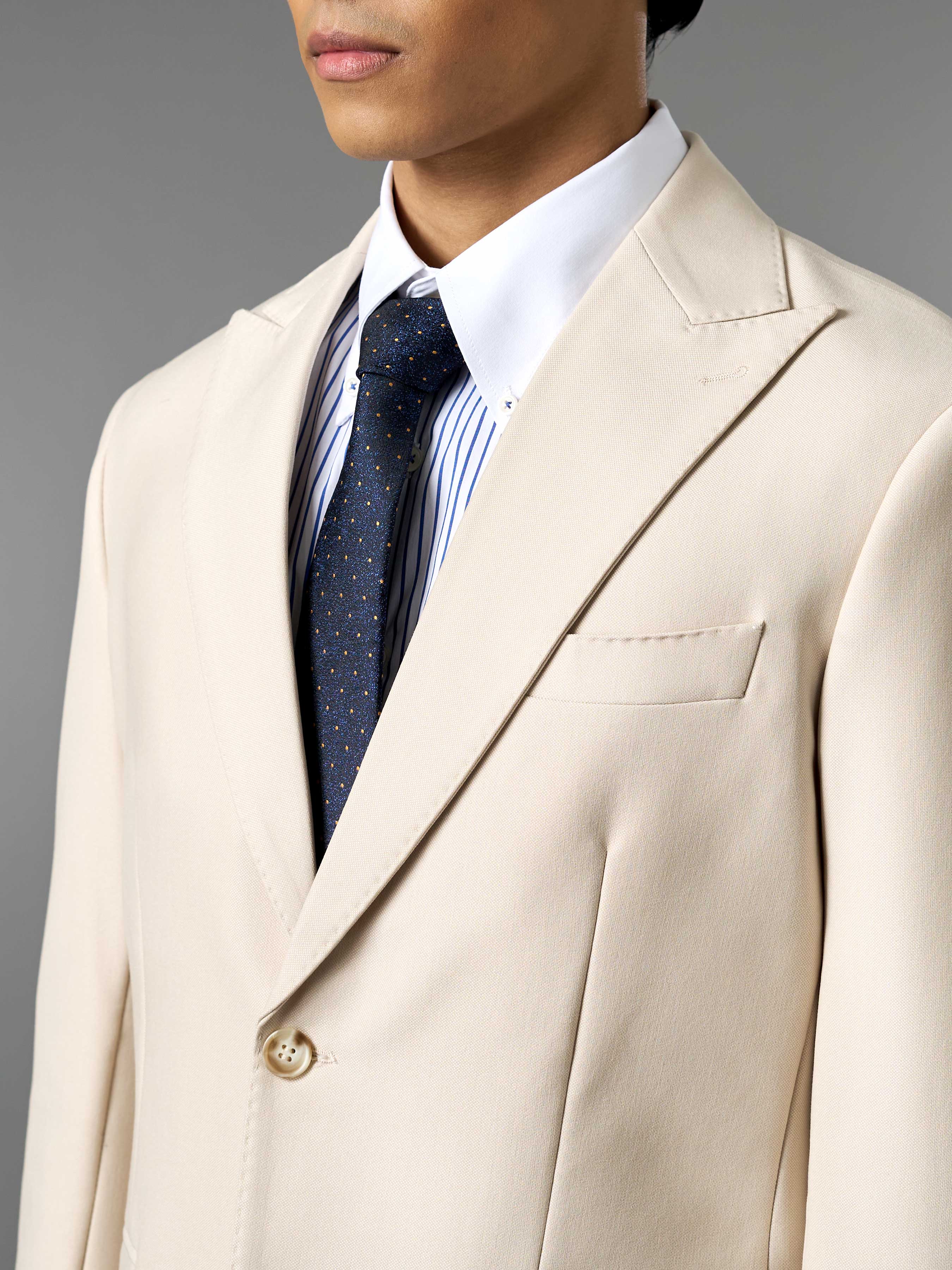 Single Breasted Suit Blazer - Ivory Beige (Regular Fit)
