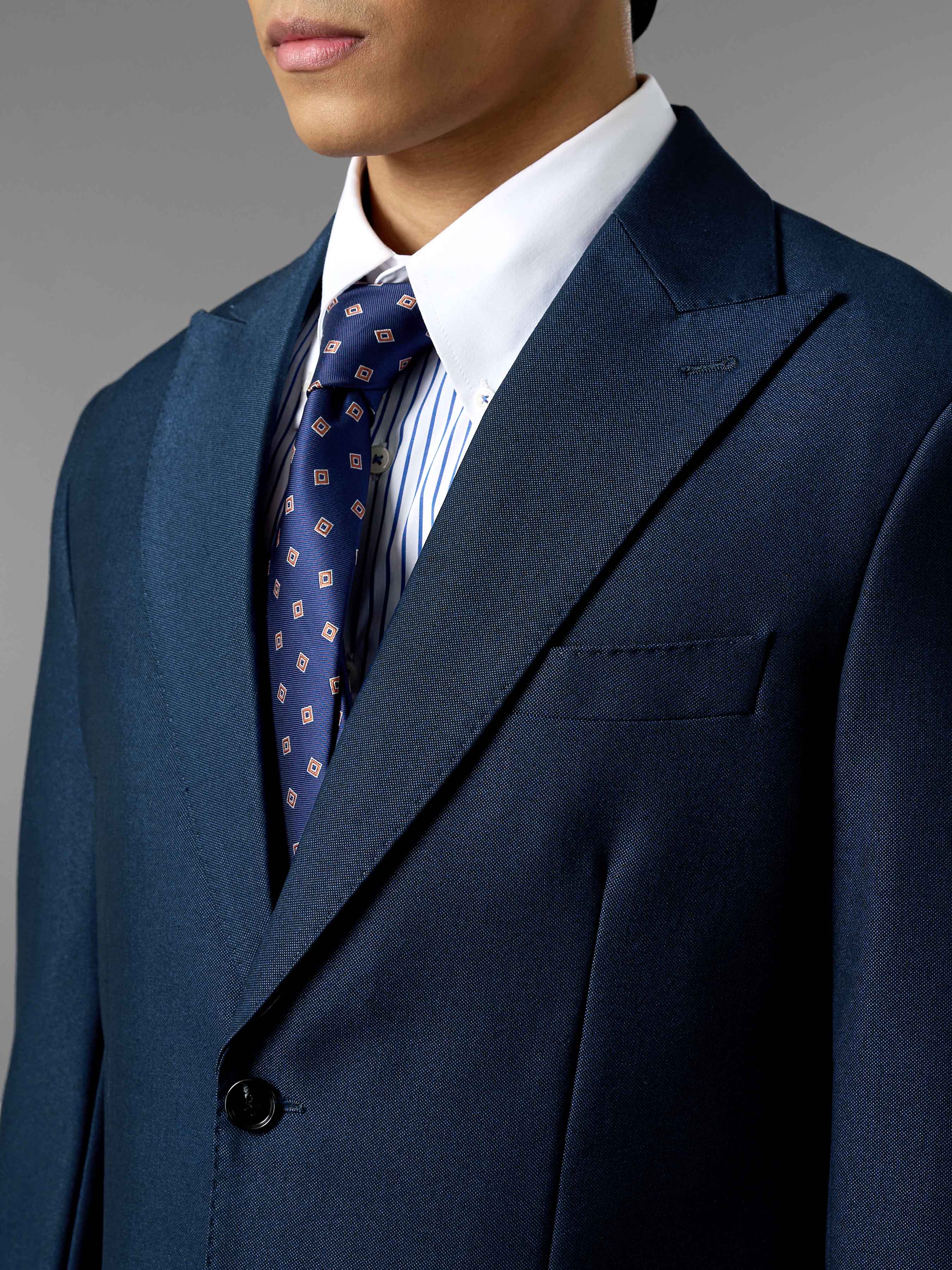 Single Breasted Suit Blazer - Oxford Blue (Regular Fit)