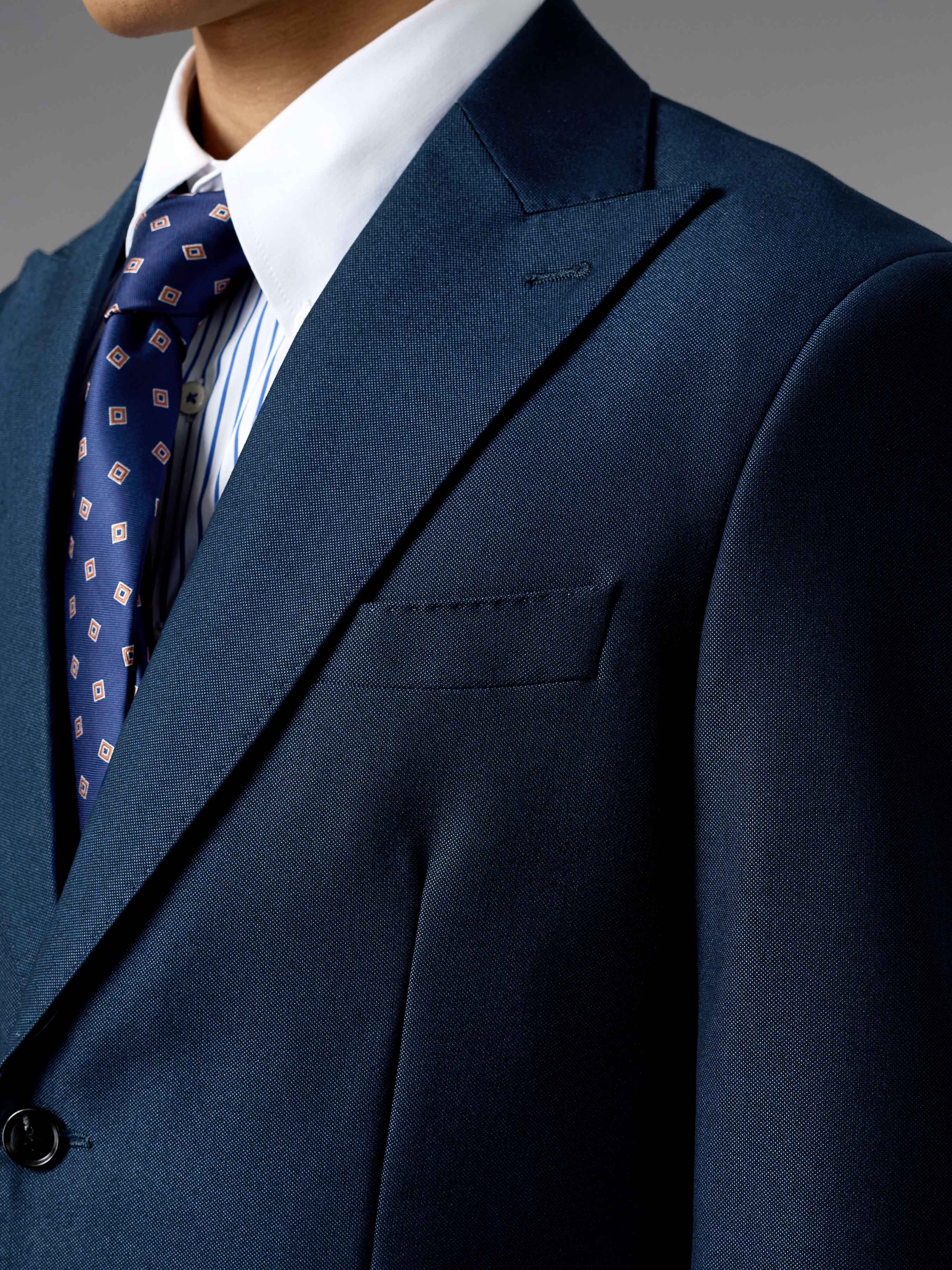 Single Breasted Suit Blazer - Oxford Blue (Regular Fit)
