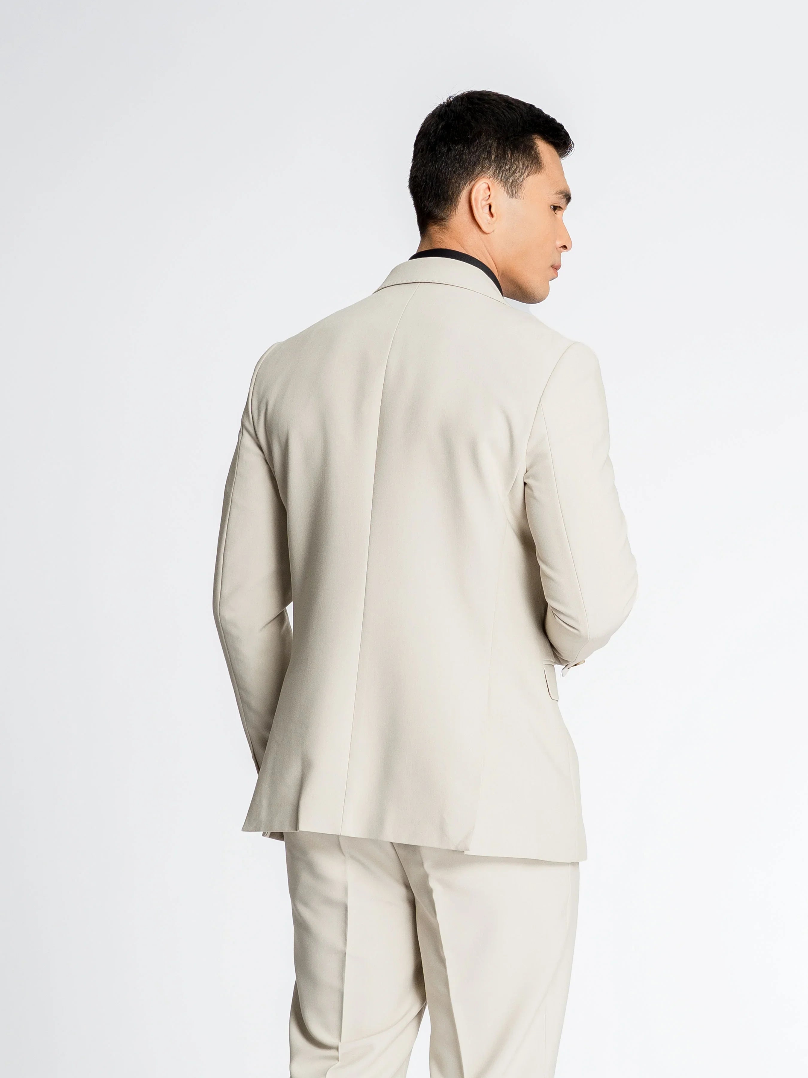 Single Breasted Suit Blazer - Sand White (Peak Lapel)