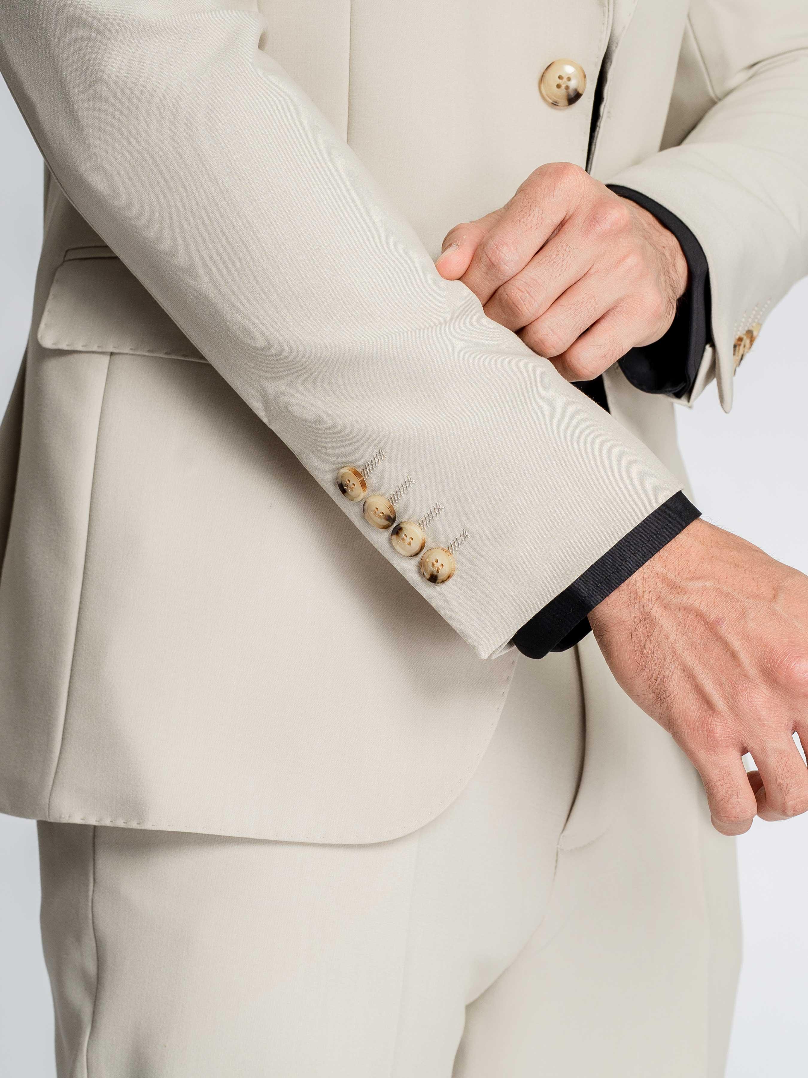 Single Breasted Suit Blazer - Sand White (Peak Lapel)