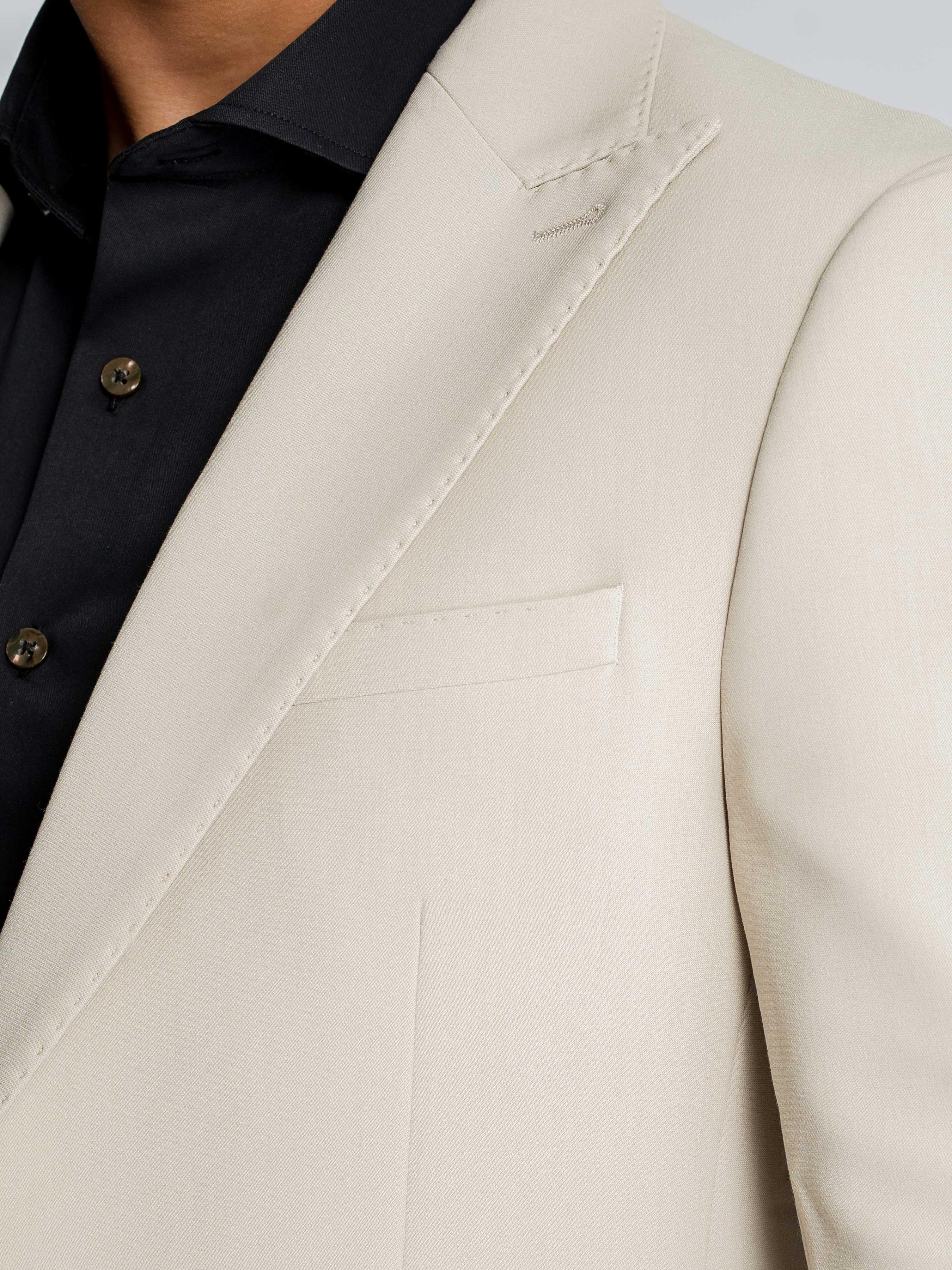 Single Breasted Suit Blazer - Sand White (Peak Lapel)