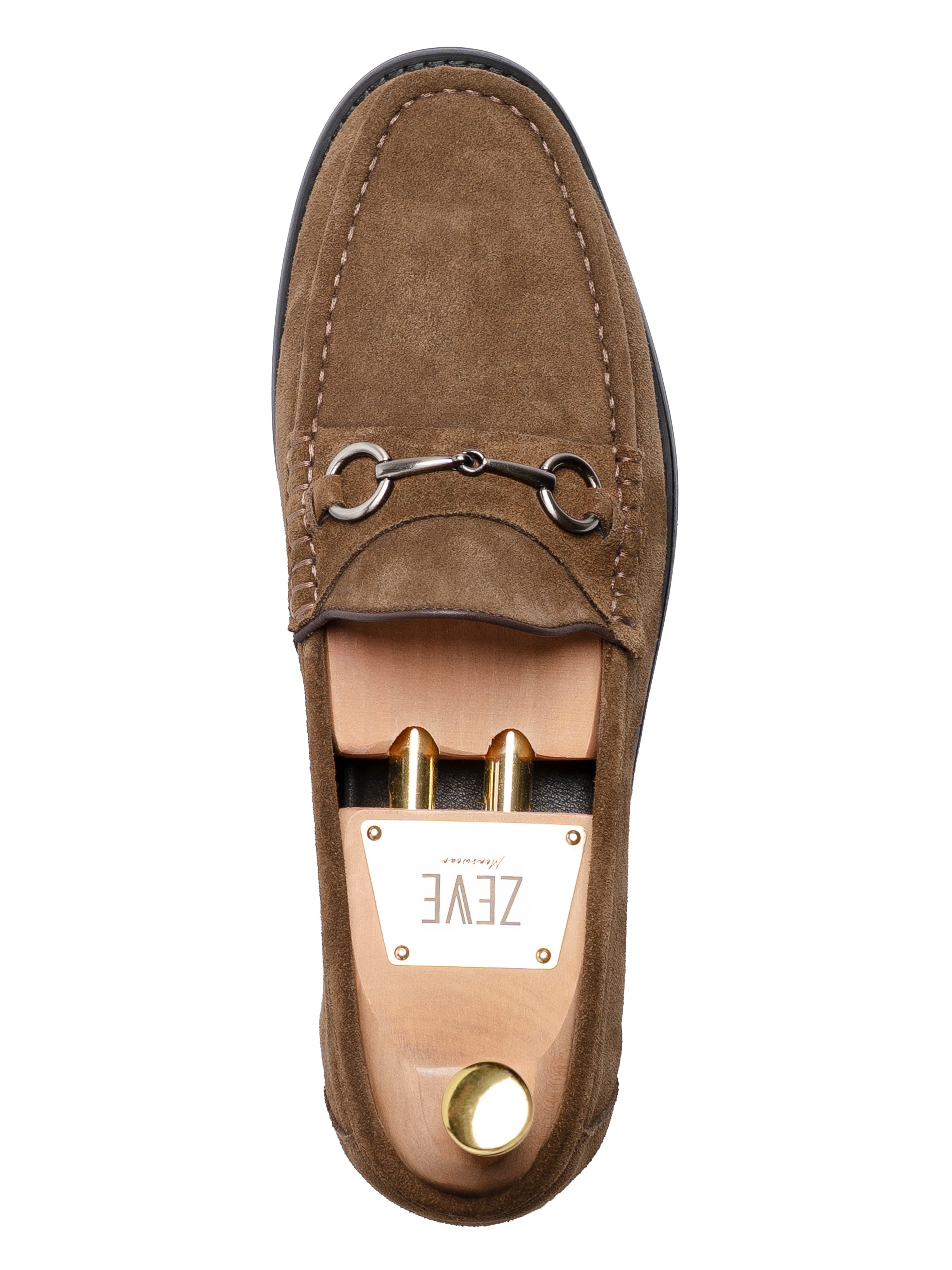 Mario Horsebit Moccasin Loafer - Khakis Suede Leather (Silver Buckle)