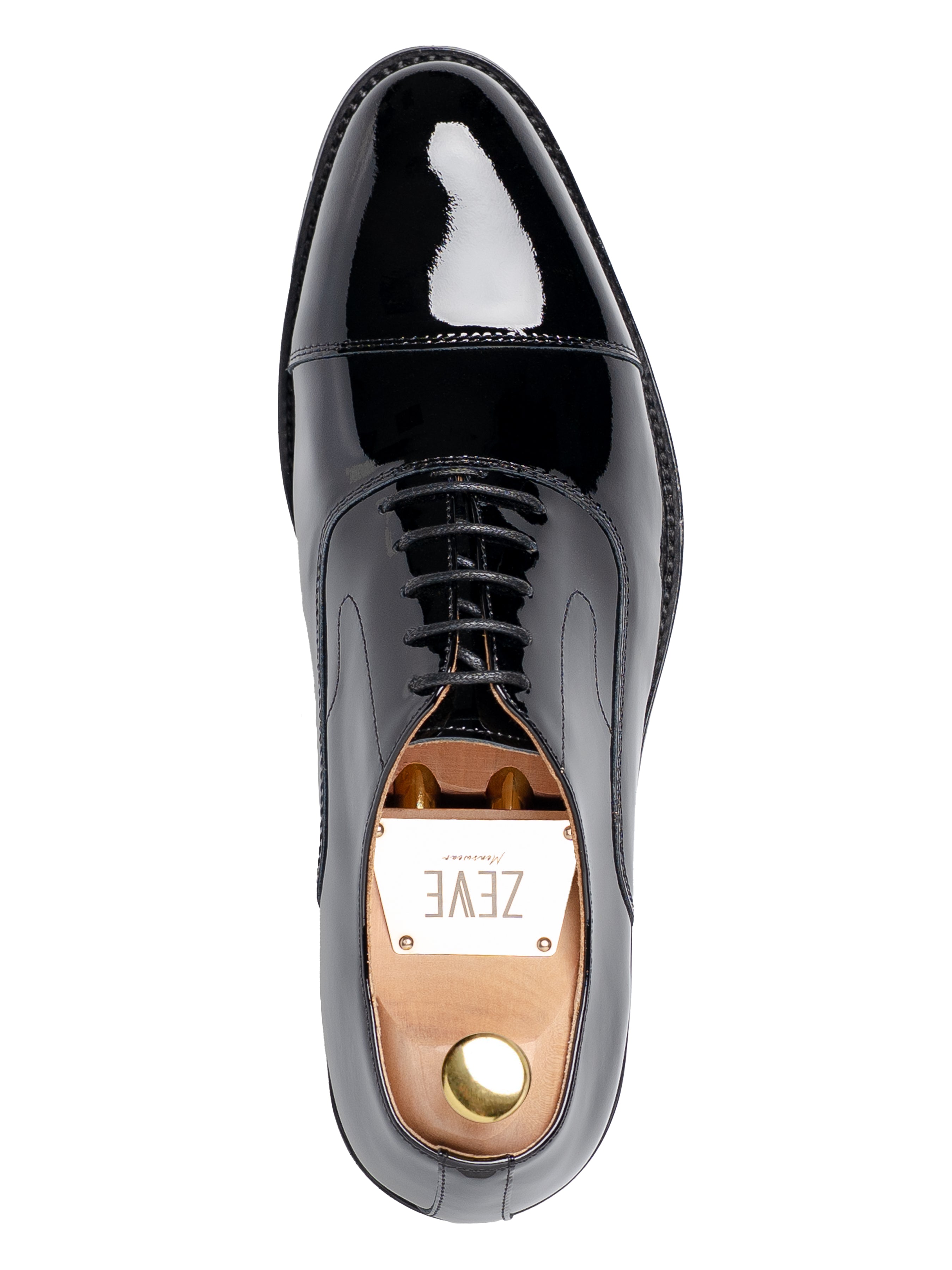 Oxford Cap Toe Tux - Black Patent Leather