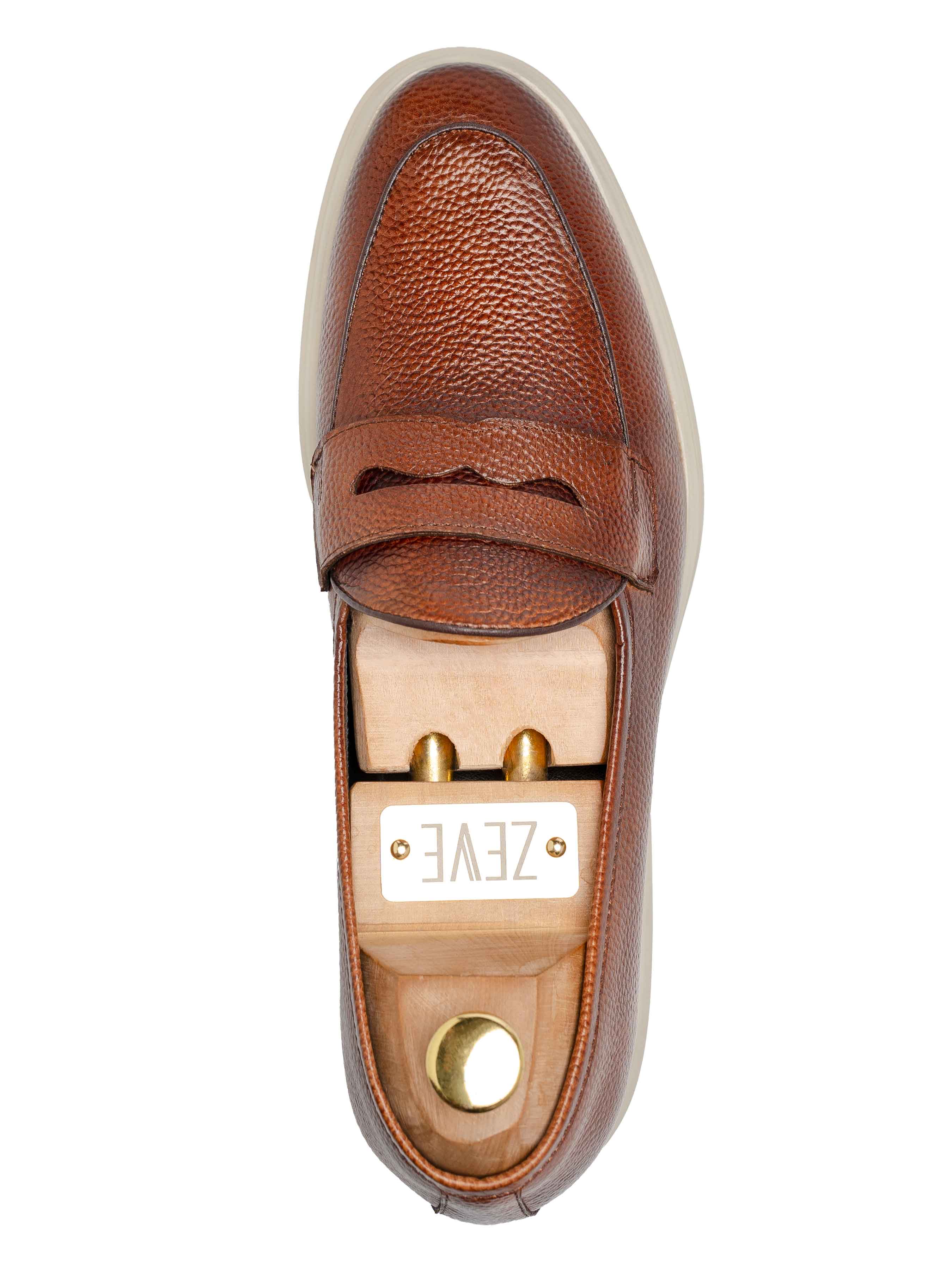 SinglePietroBelgianLoaferBrownPebbleGrainLeather_SoflexSole - Zeve