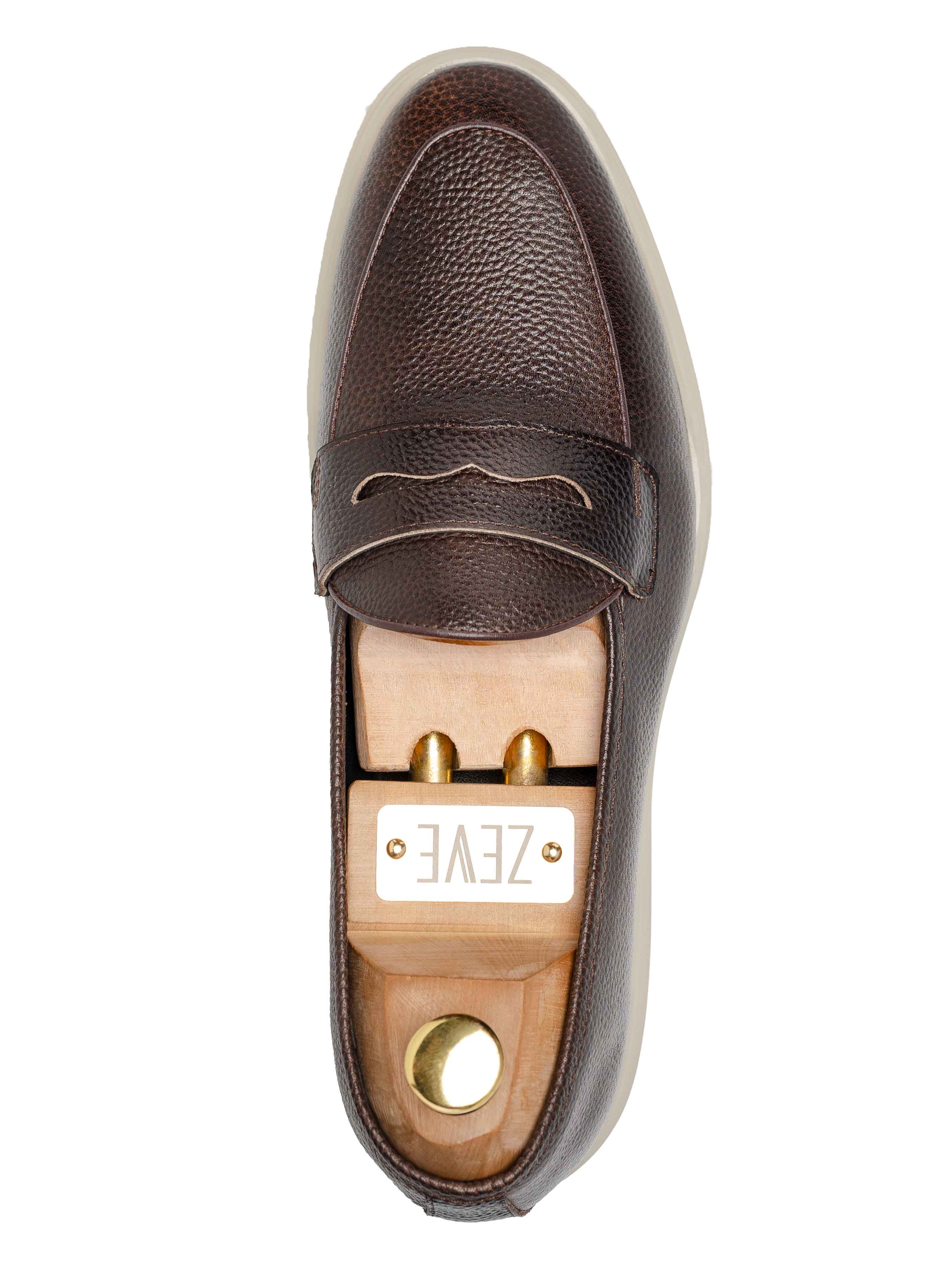 SinglePietroBelgianLoaferCoffeePebbleGrainLeather_SoflexSole - Zeve