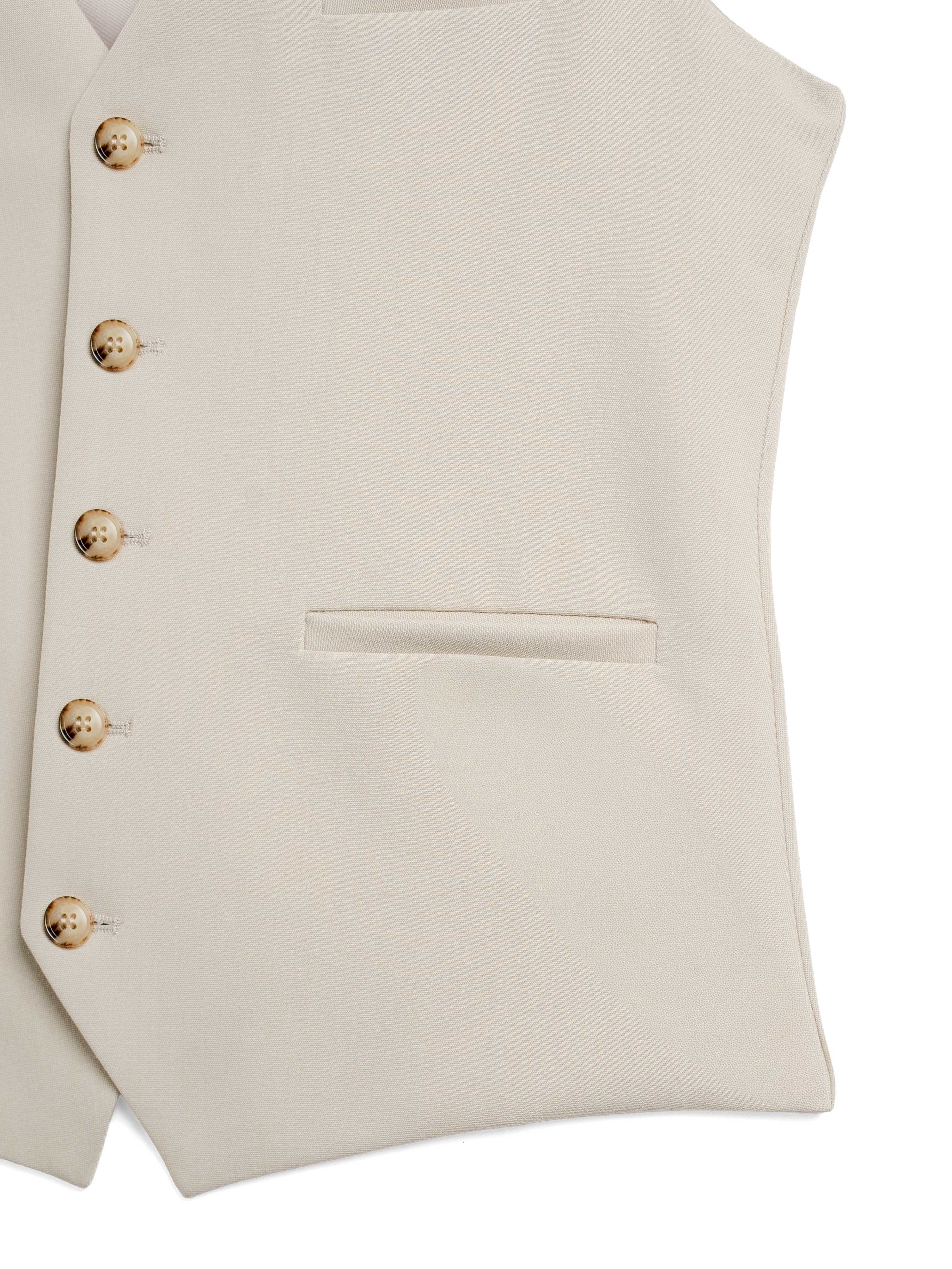 Single Row Button Vest - Sand White
