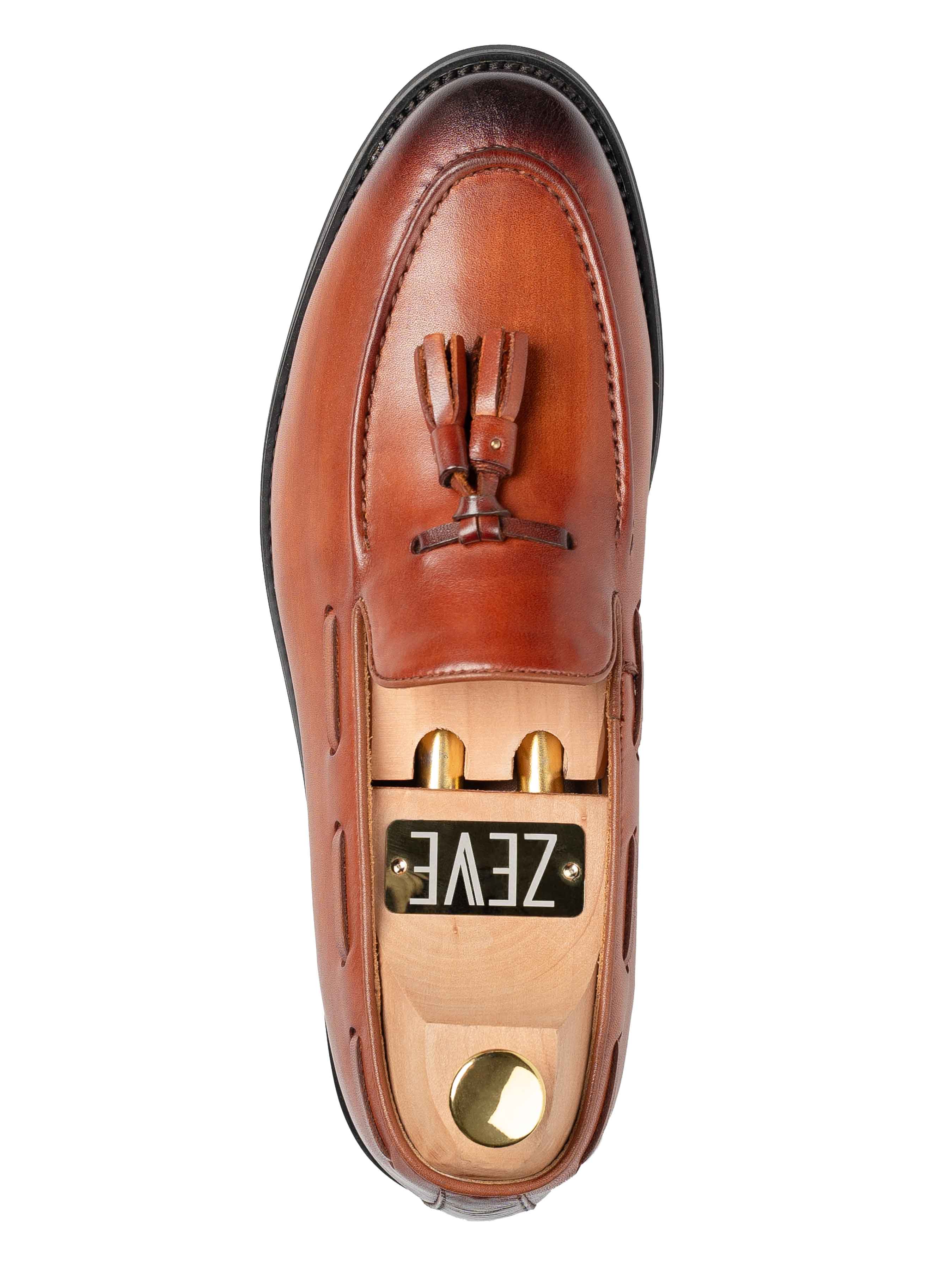 SingleTasselLoaferCognacTan_HandPaintedPatina - Zeve