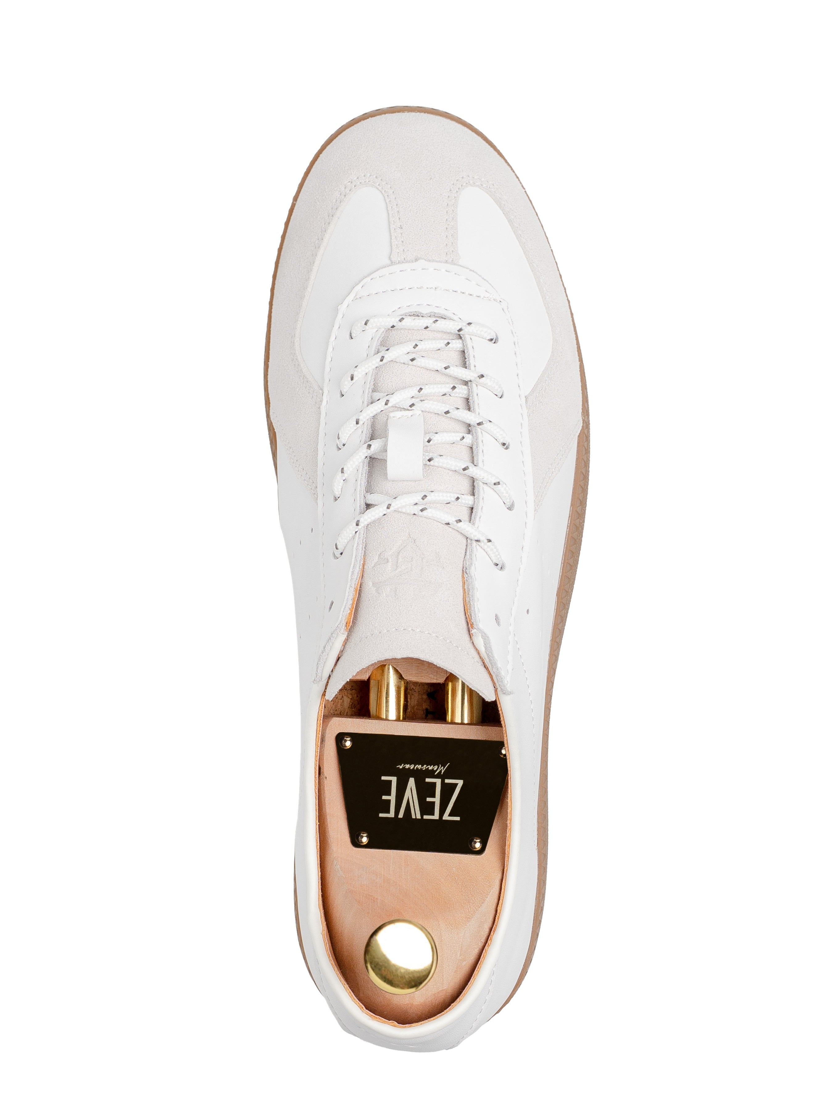 Zeve Trainer Sneaker - White Gray Suede