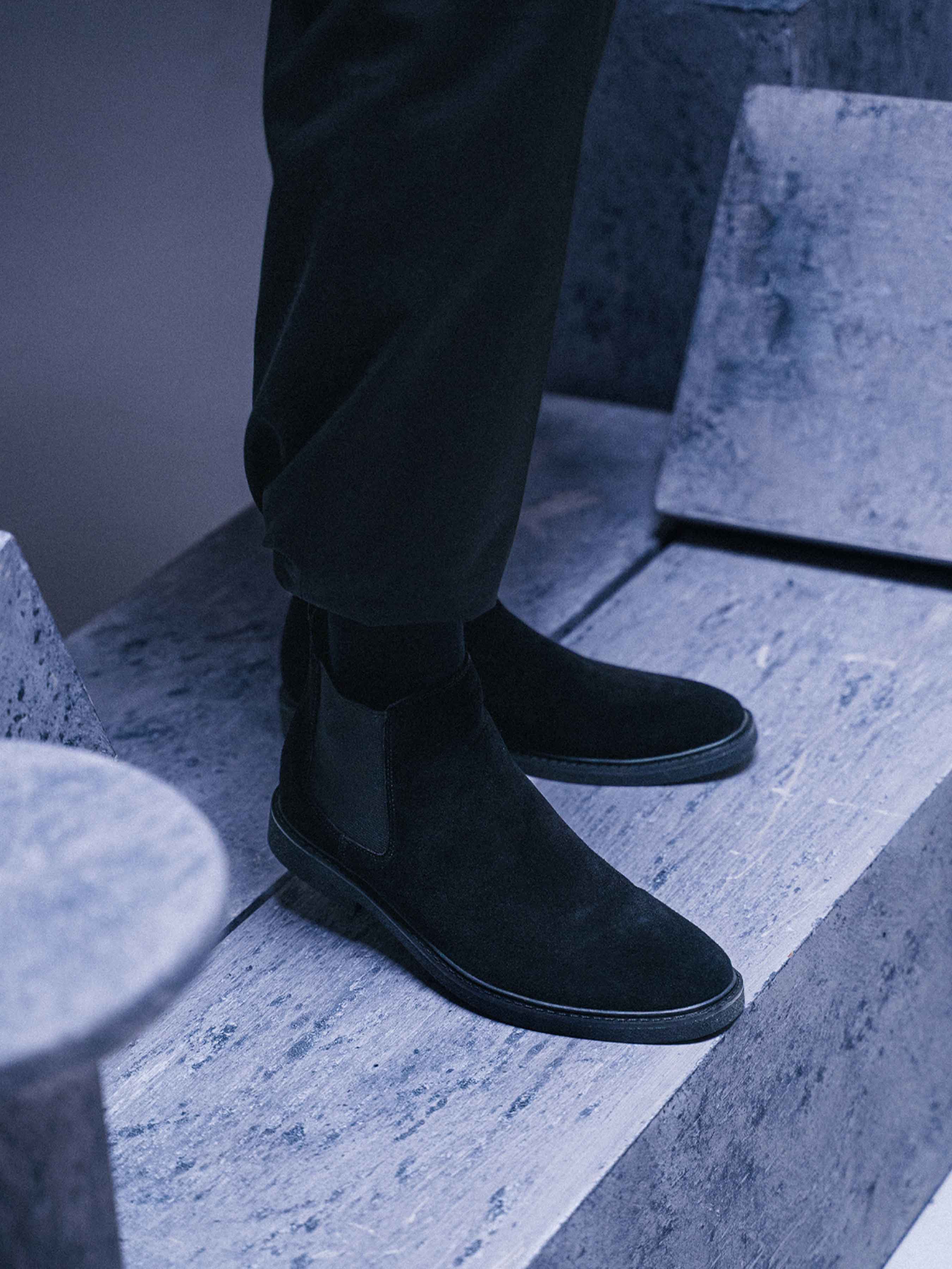 Stefano Boots - Black Suede Leather (Crepe Flex)