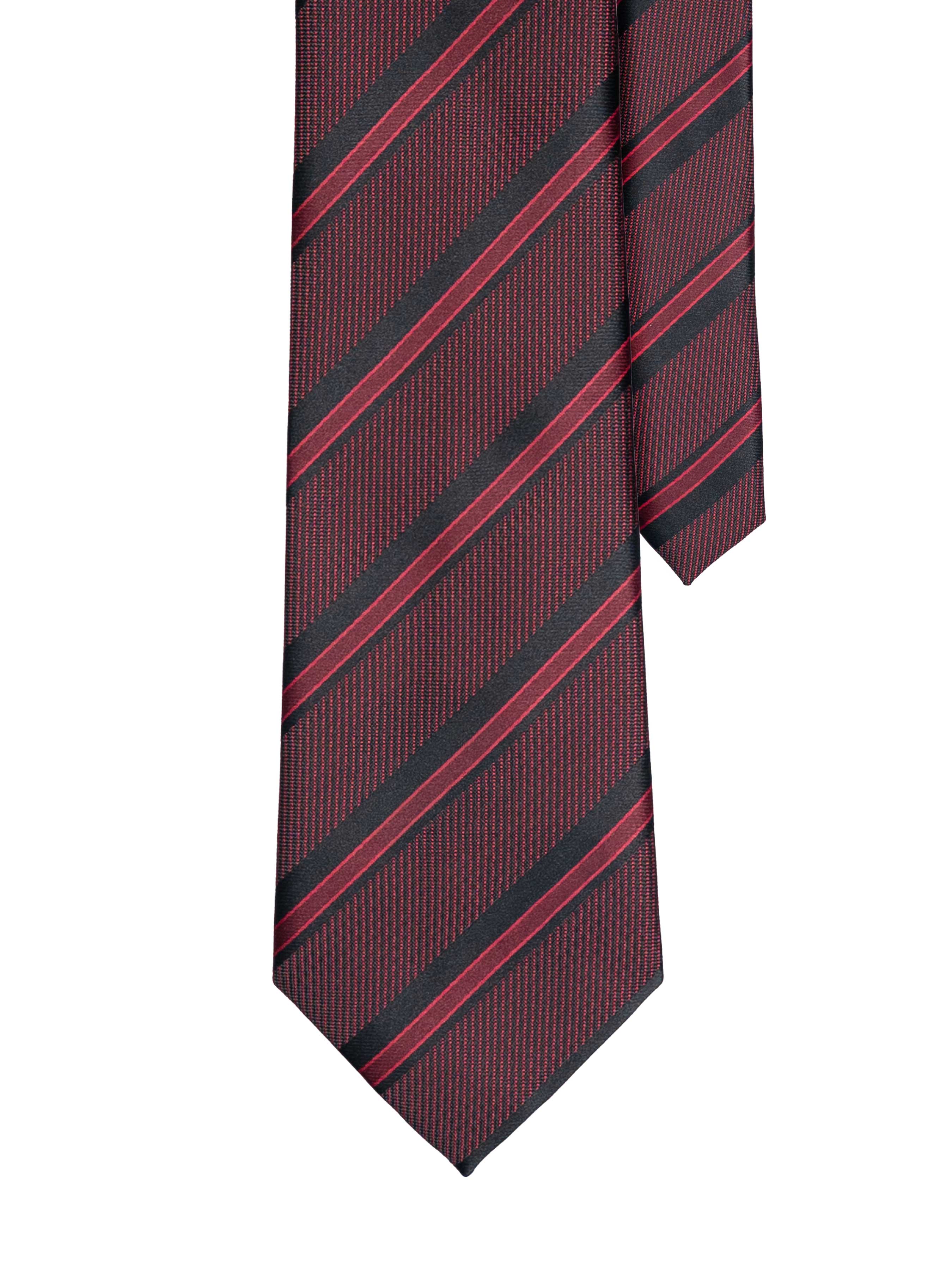 Stripe Tie – Wine Red With Black and Magenta Lines