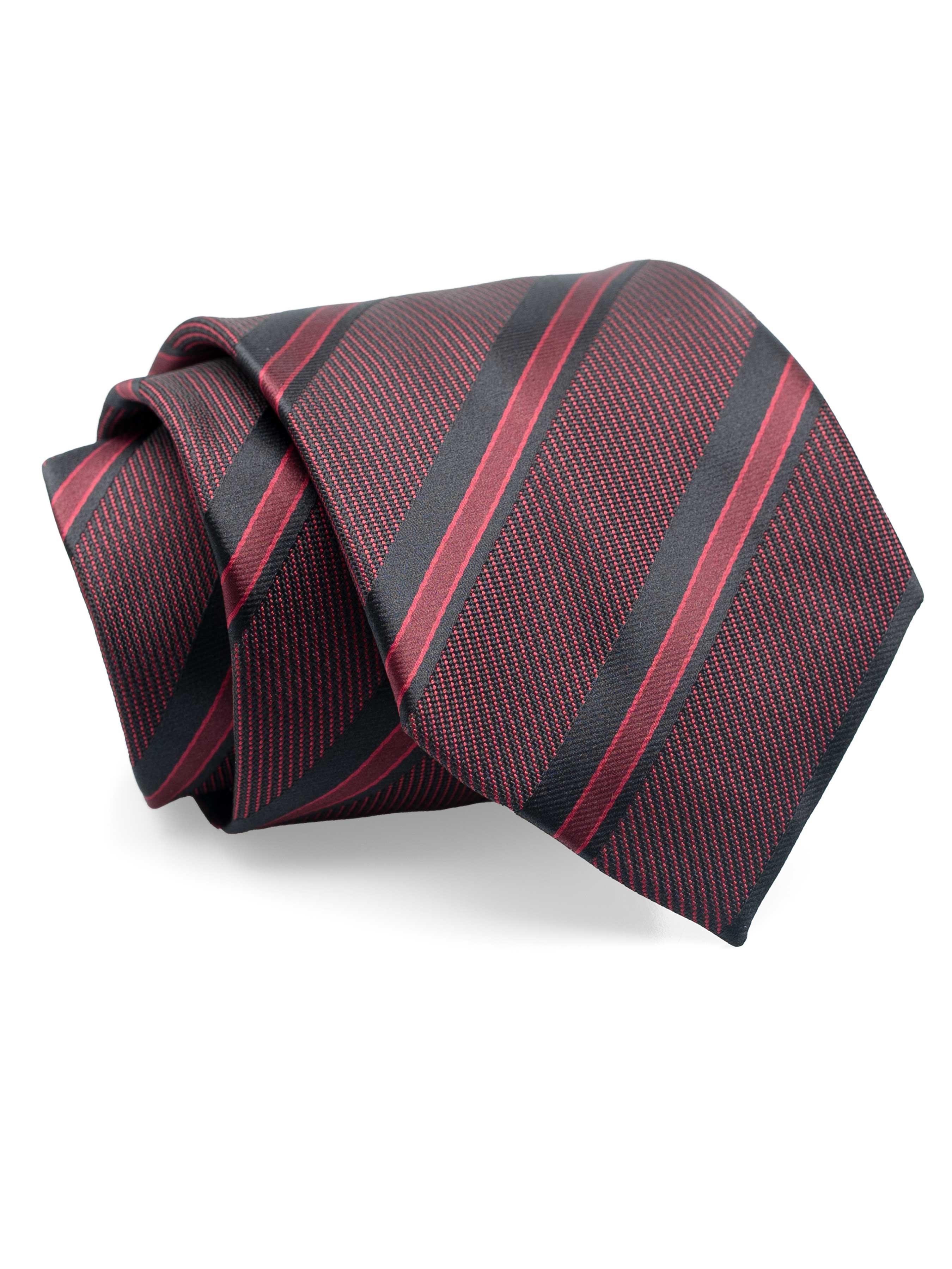 Stripe Tie – Wine Red With Black and Magenta Lines
