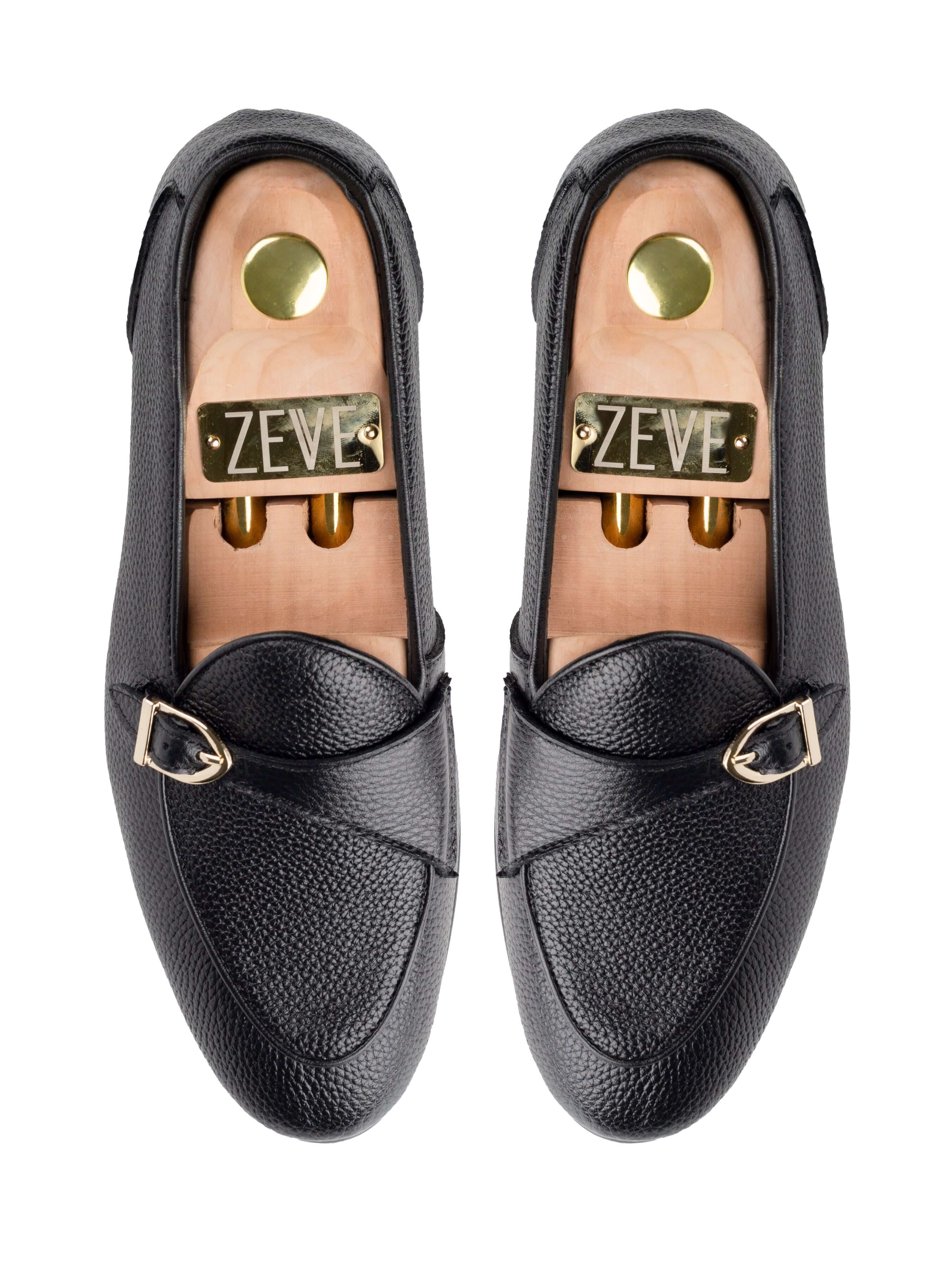 Theo Belgian Loafer - Black Pebble Single Strap