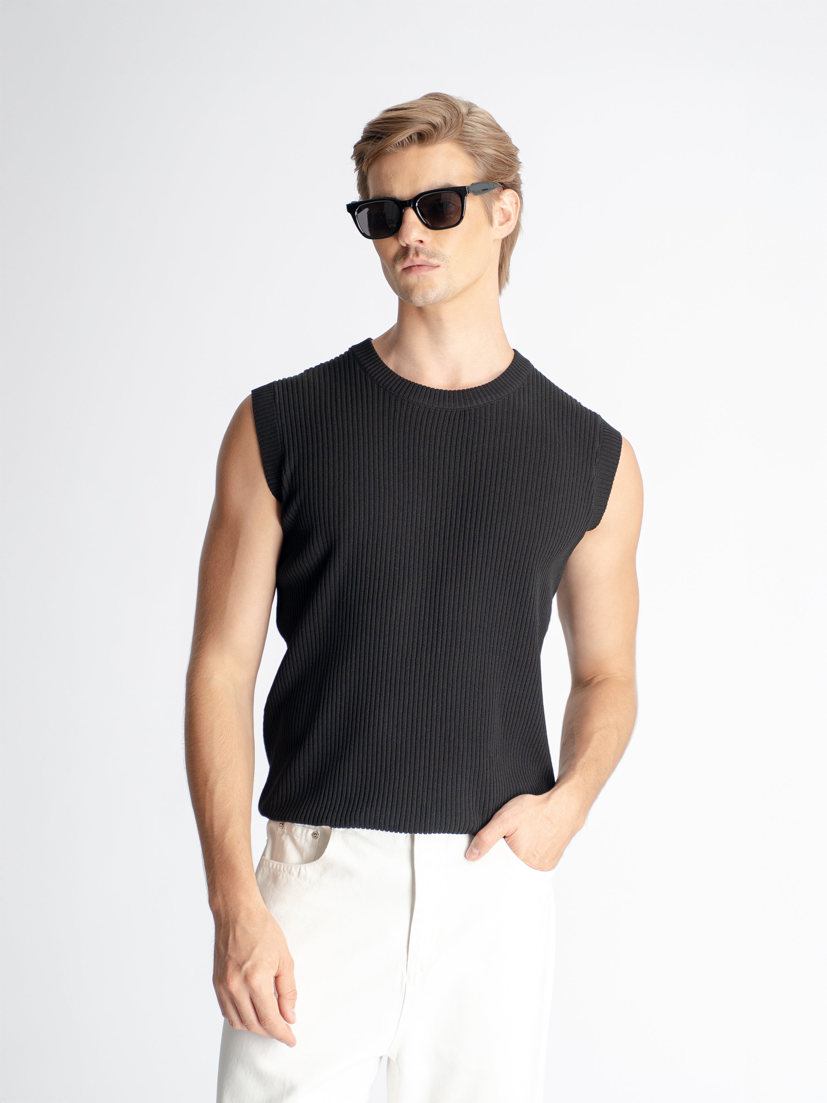 Theo Sleeveless Knit - Black