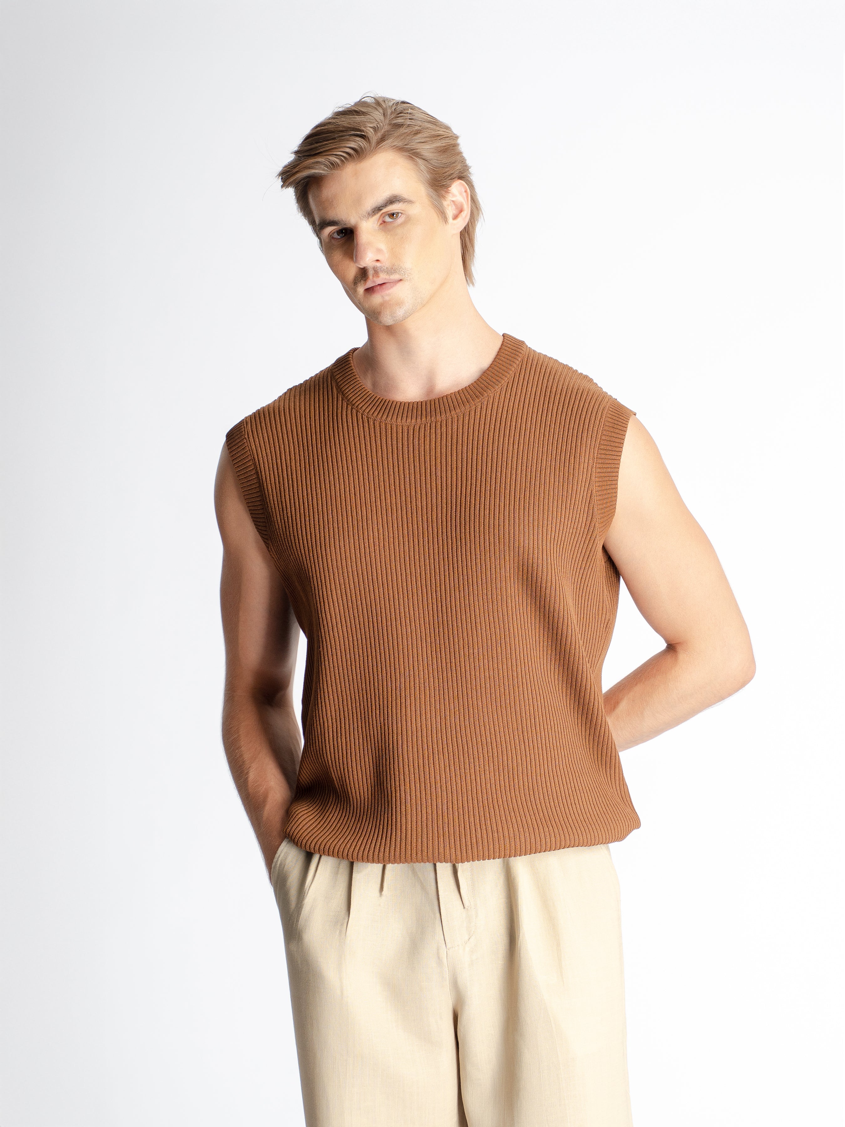 Theo Sleeveless Knit - Coffee