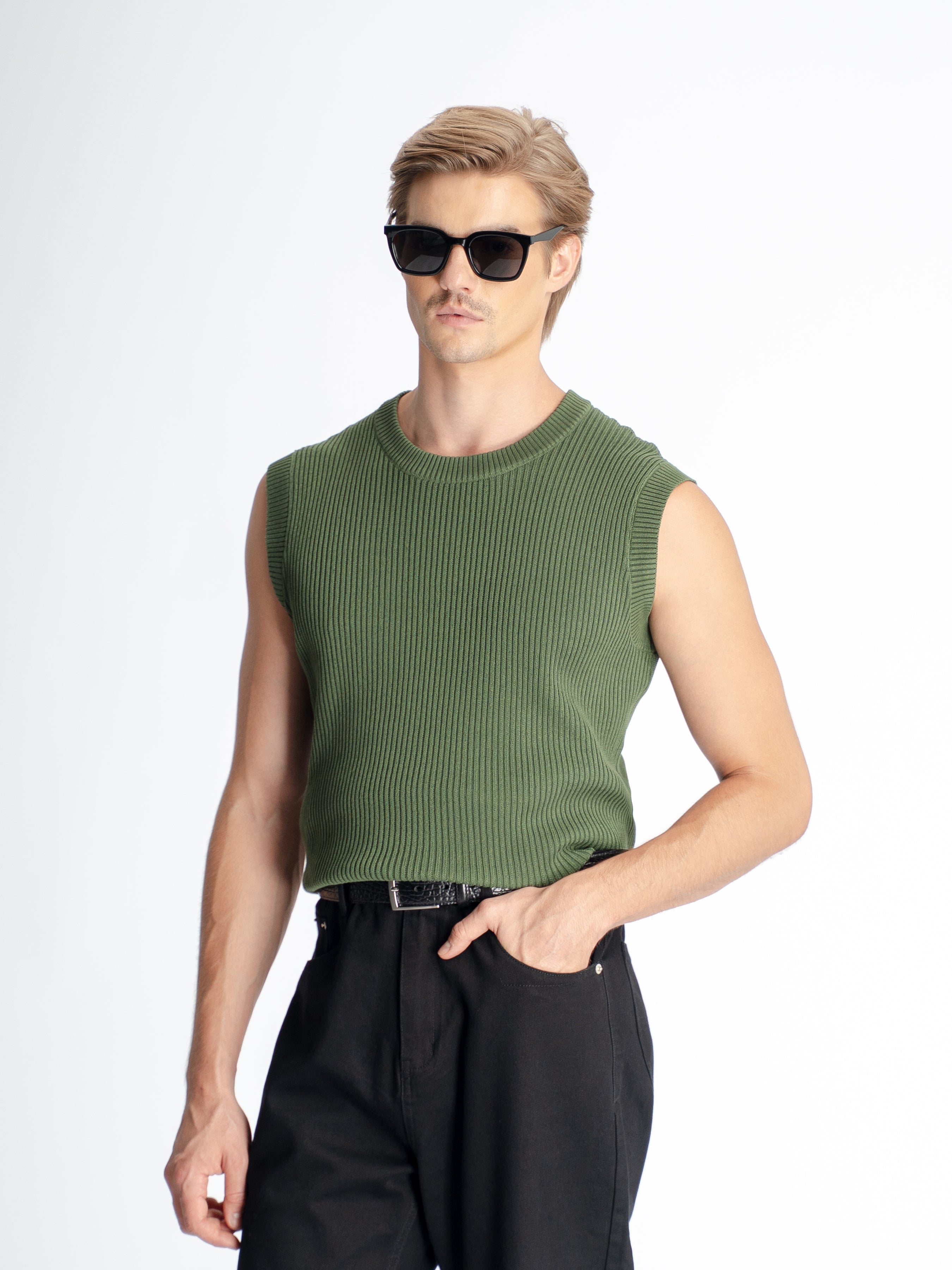 Theo Sleeveless Knit - Green