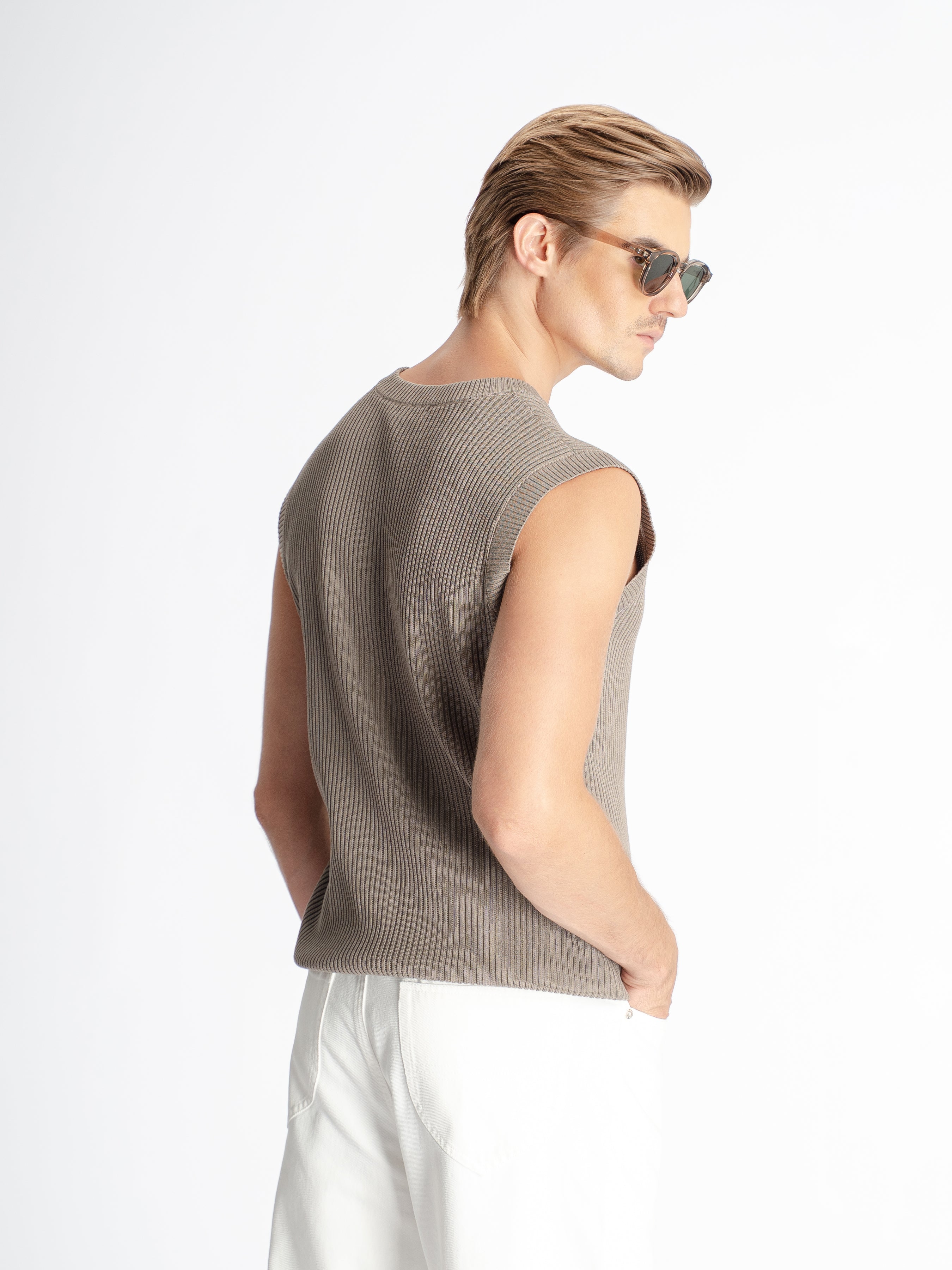 Theo Sleeveless Knit - Light Brown