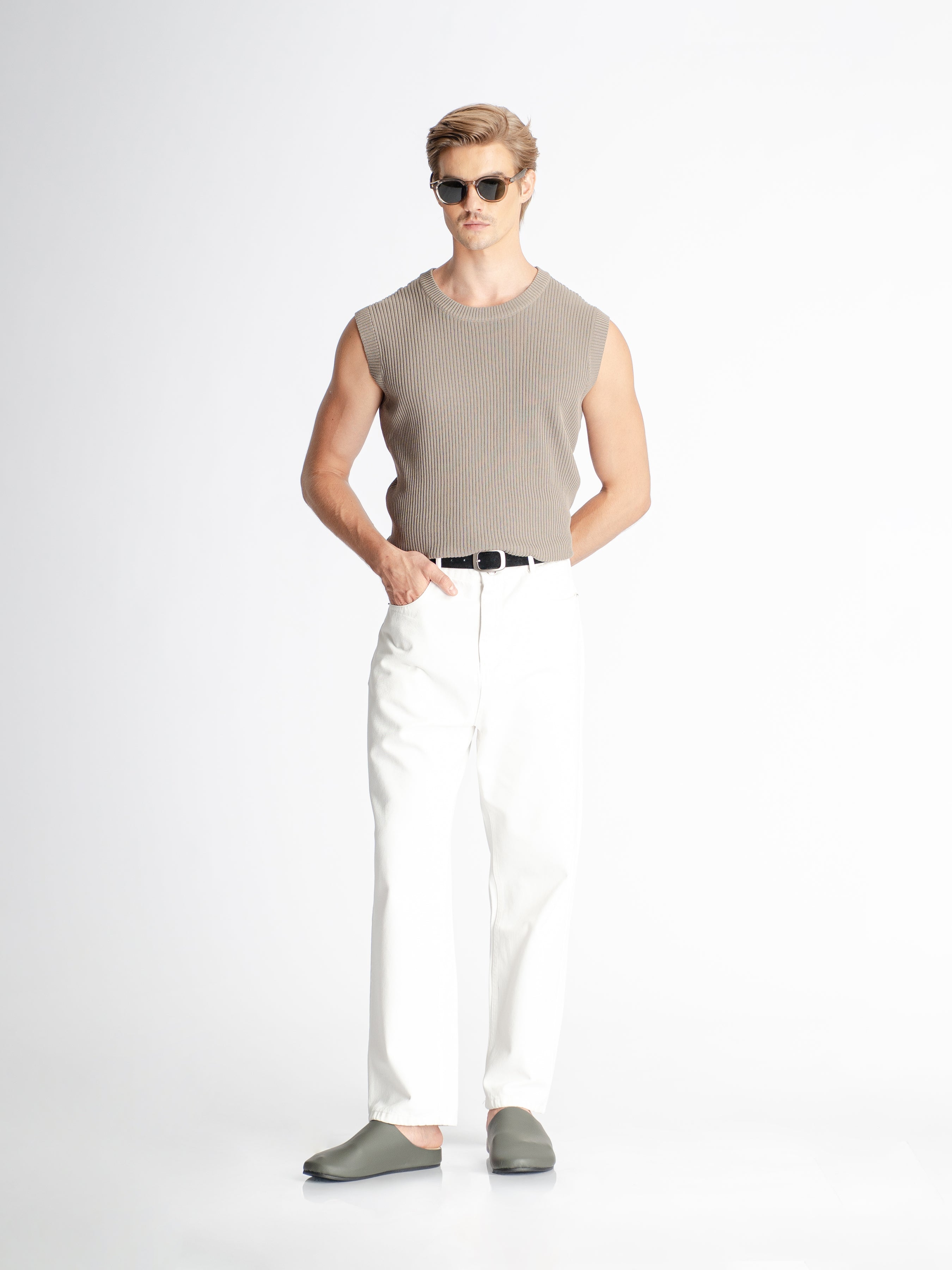 Theo Sleeveless Knit - Light Brown
