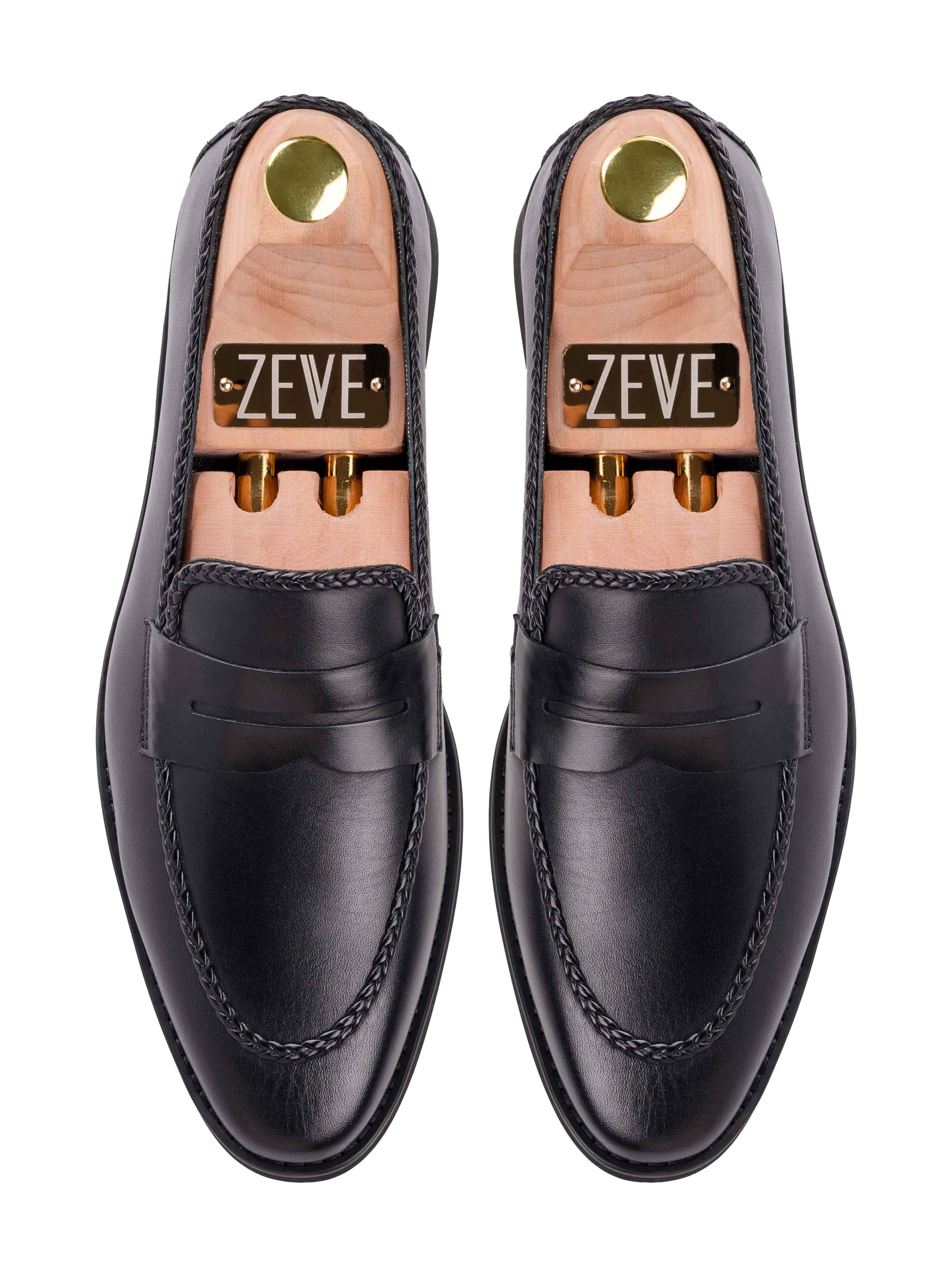 Top-Braided-Penny-Loafer-Solid-Black-_Crepe-Sole - Zeve