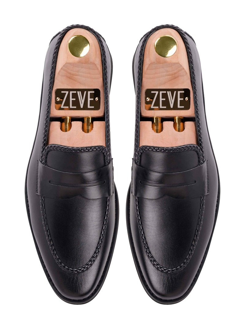 Top-Braided-Penny-Loafer-Solid-Black-_Crepe-Sole - Zeve